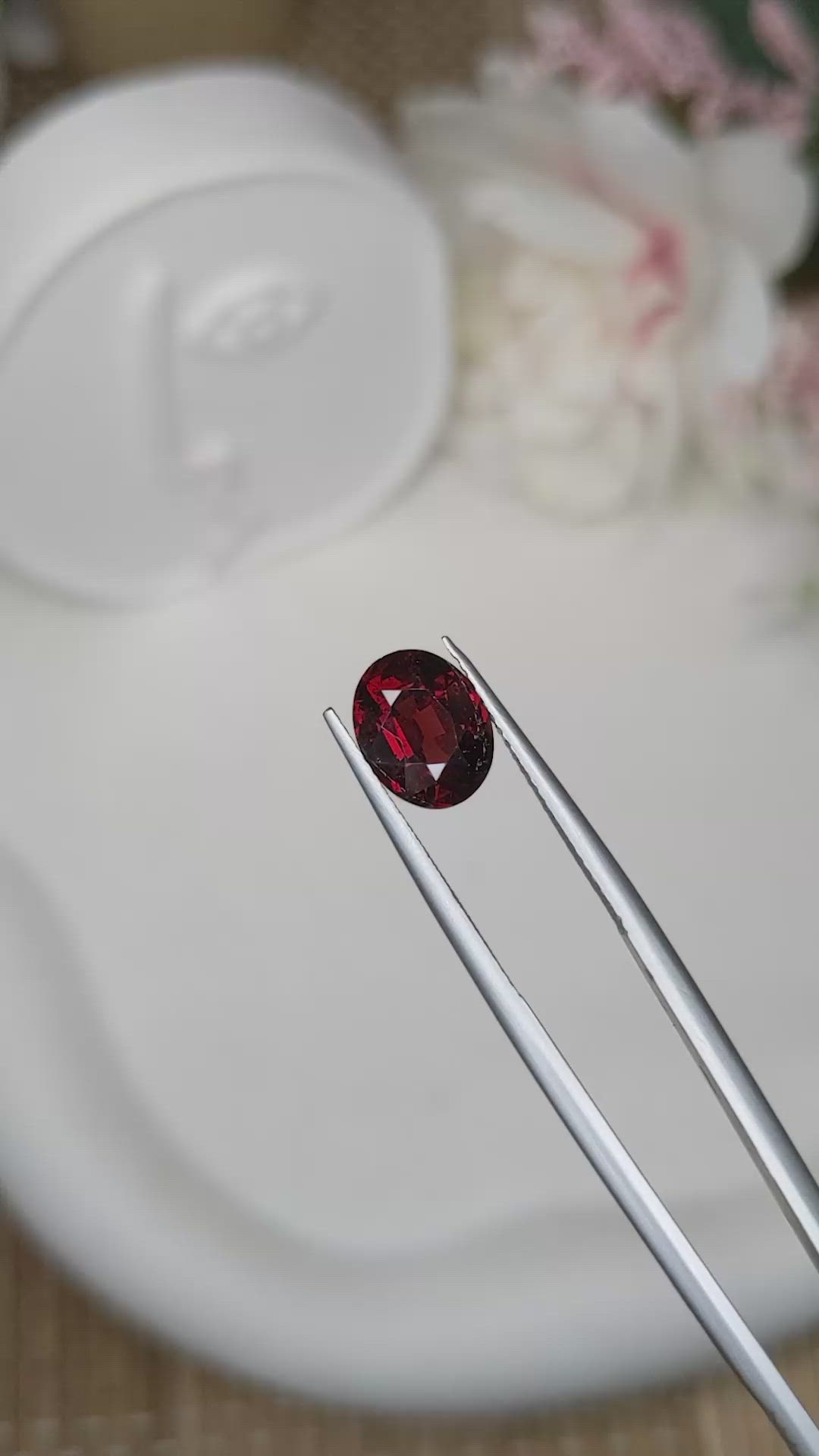 2.71 Ct. Red Garnet from Ceylon (Sri Lanka) Size Video