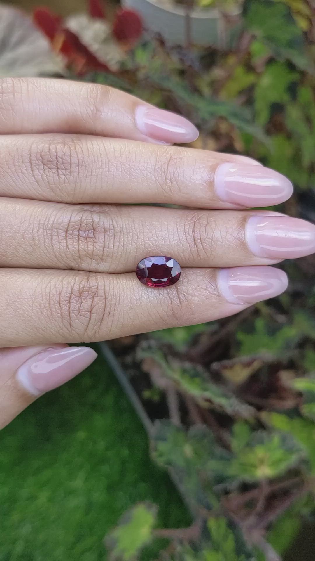 3.47 Ct. Purplish Red Garnet from Ceylon (Sri Lanka) Size Video