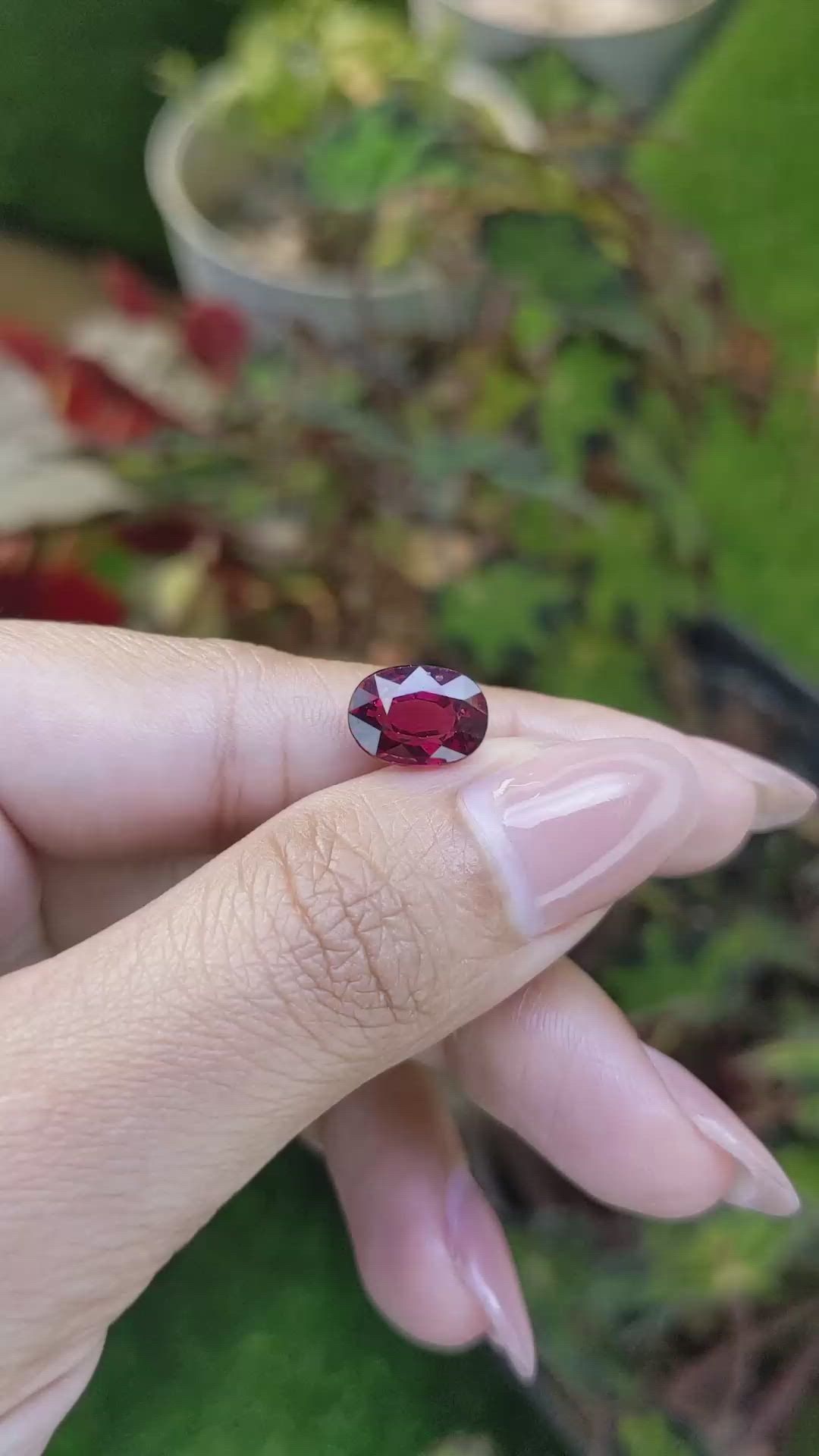 3.47 Ct. Purplish Red Garnet from Ceylon (Sri Lanka) Size Video