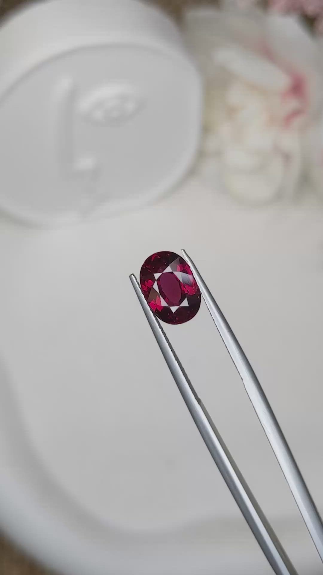 3.47 Ct. Purplish Red Garnet from Ceylon (Sri Lanka) Size Video