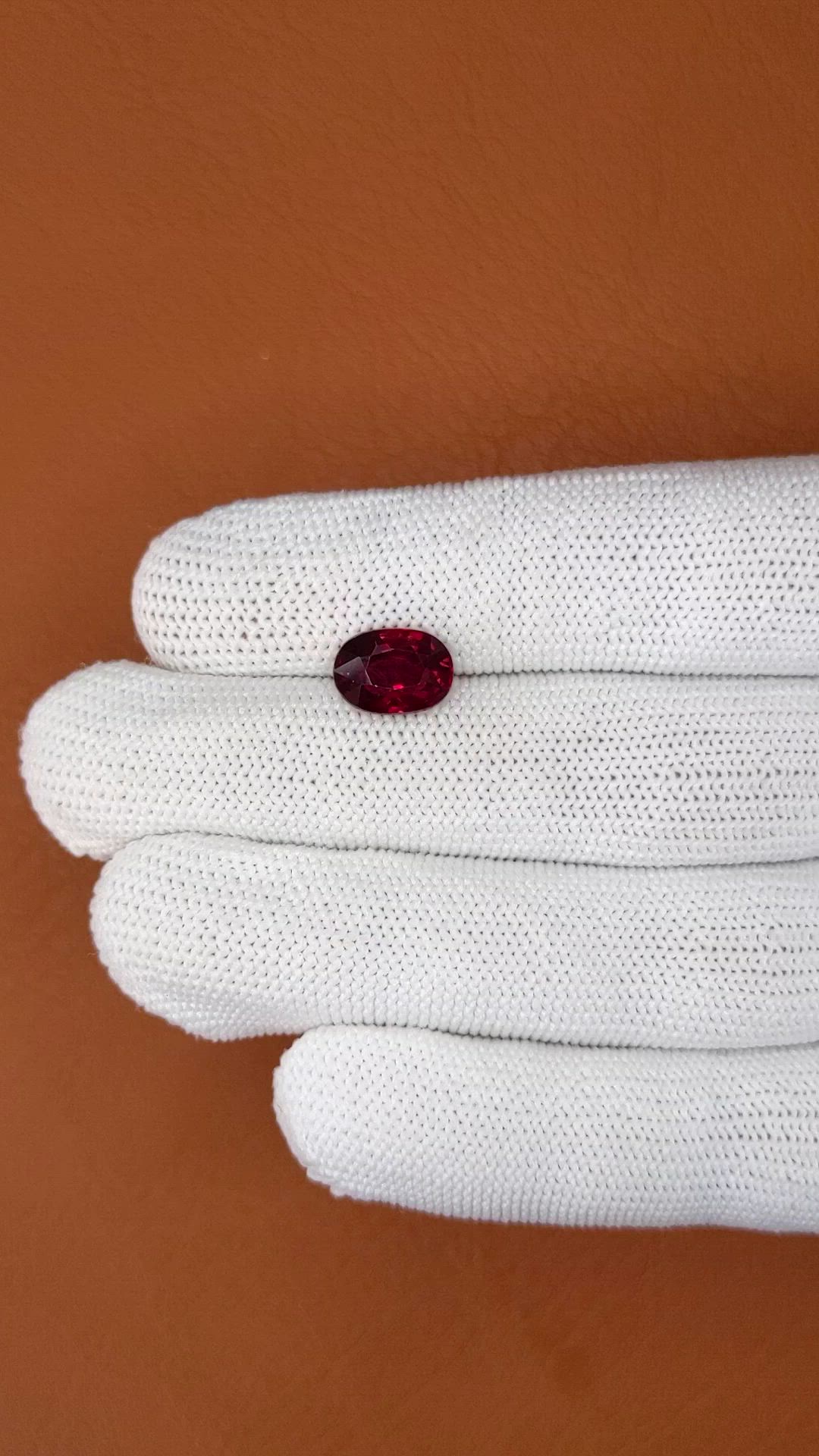 3.47 Ct. Purplish Red Garnet from Ceylon (Sri Lanka) Size Video