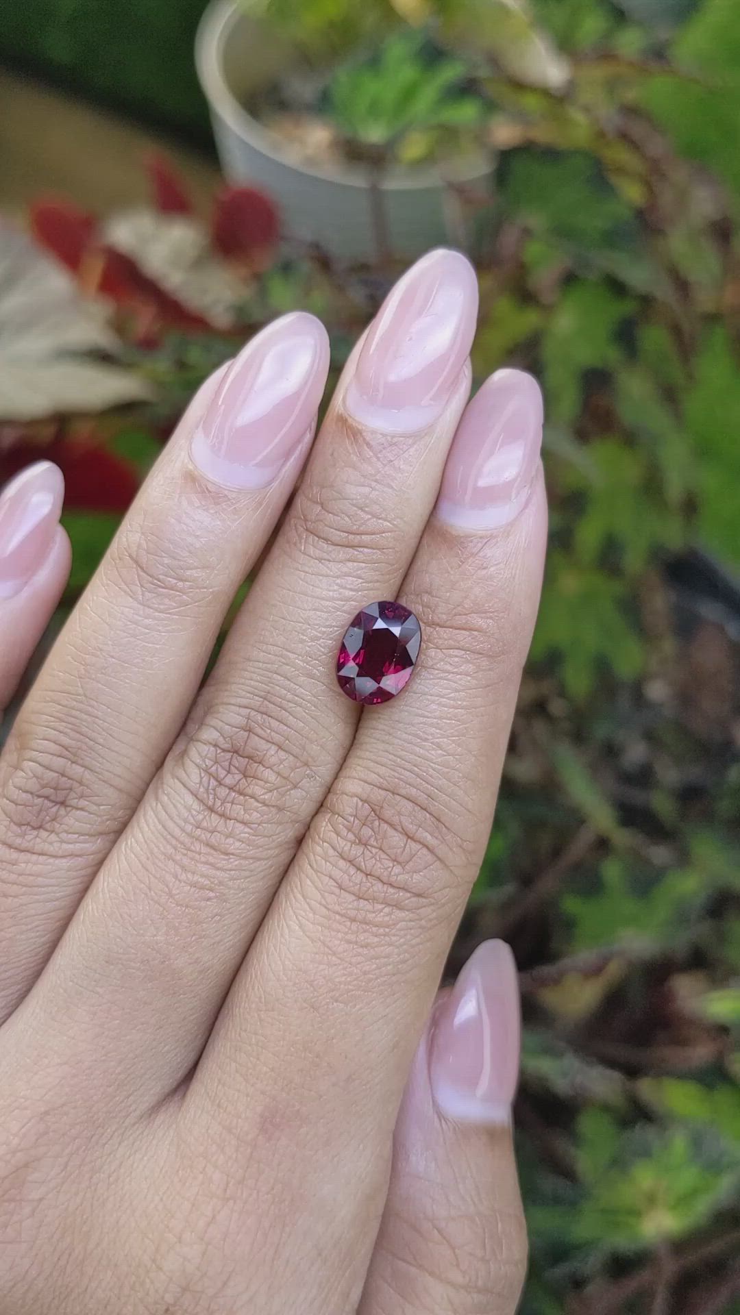 3.47 Ct. Purplish Red Garnet from Ceylon (Sri Lanka) Size Video