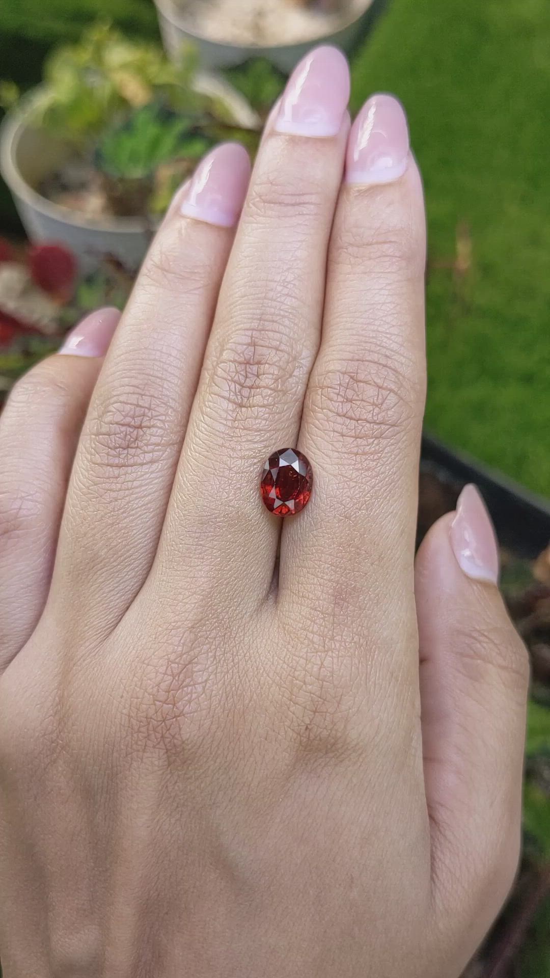 2.56 Ct. Reddish Orange Hessonite Garnet from Madagascar Size Video