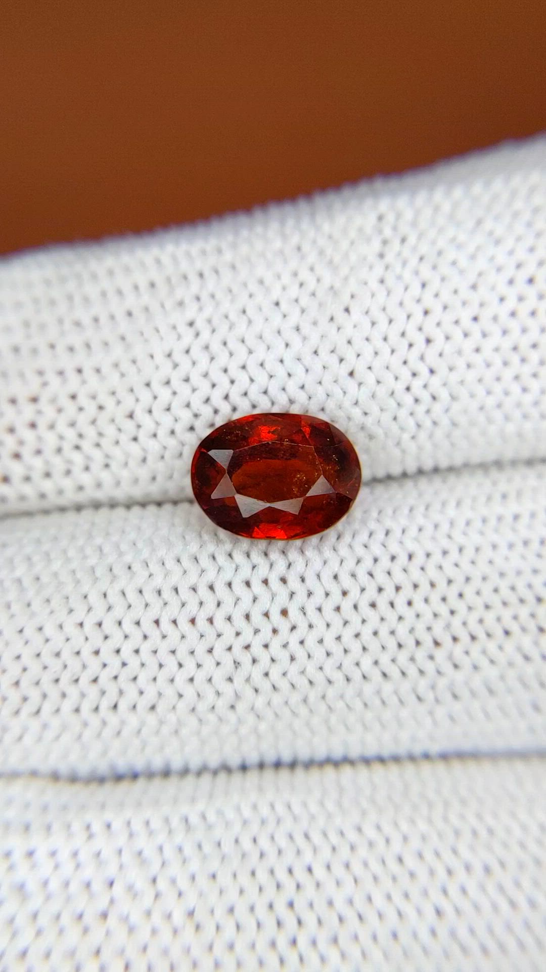 2.56 Ct. Reddish Orange Hessonite Garnet from Madagascar Size Video
