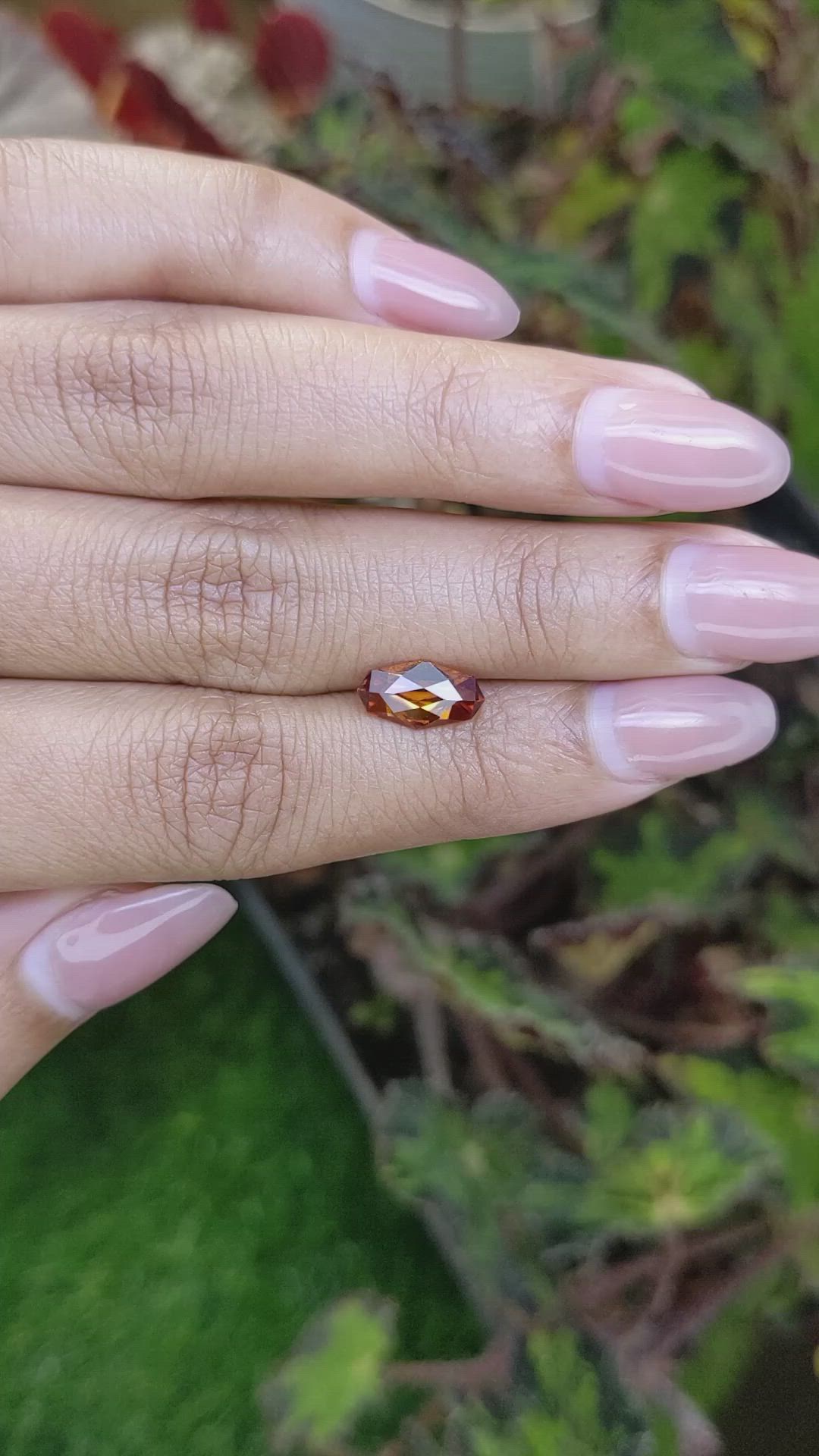 1.57 Ct. Orangish Red Hessonite Garnet from Madagascar Size Video