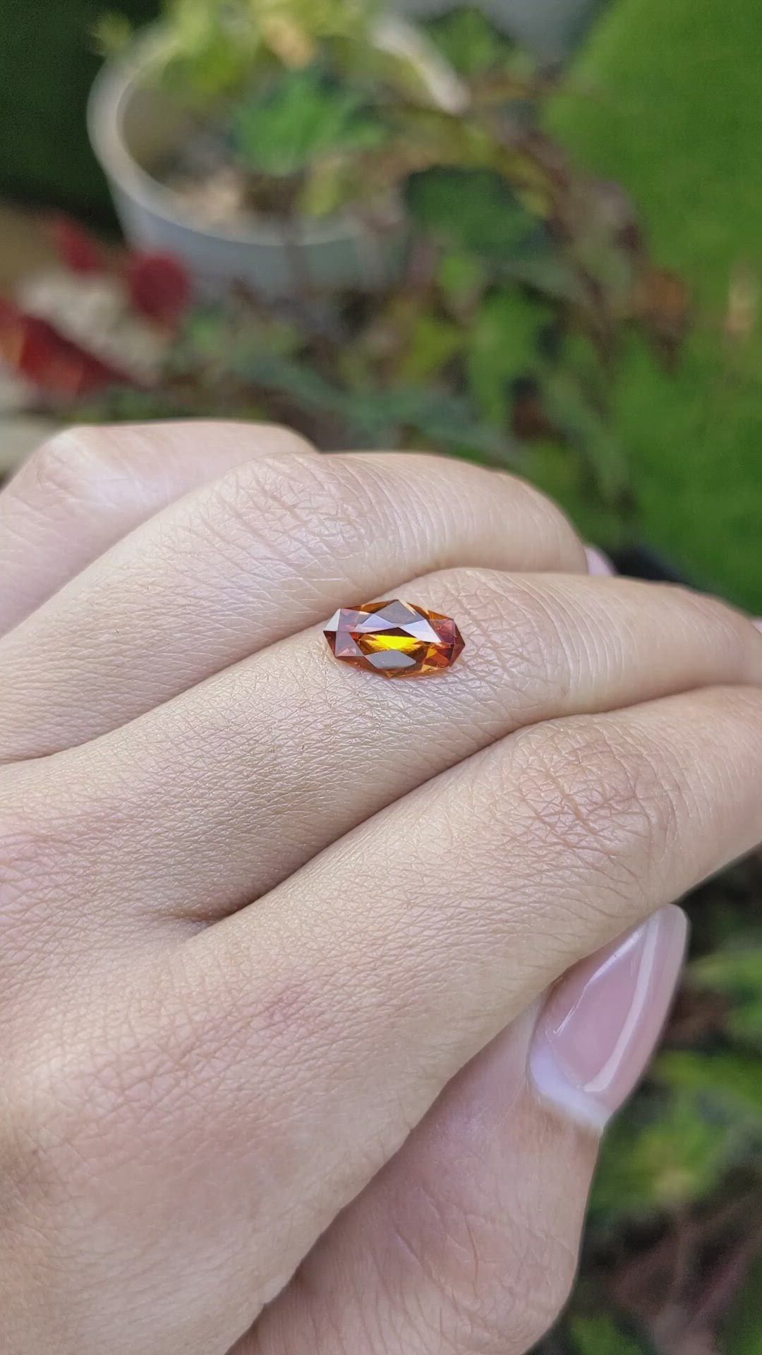 1.57 Ct. Orangish Red Hessonite Garnet from Madagascar Size Video