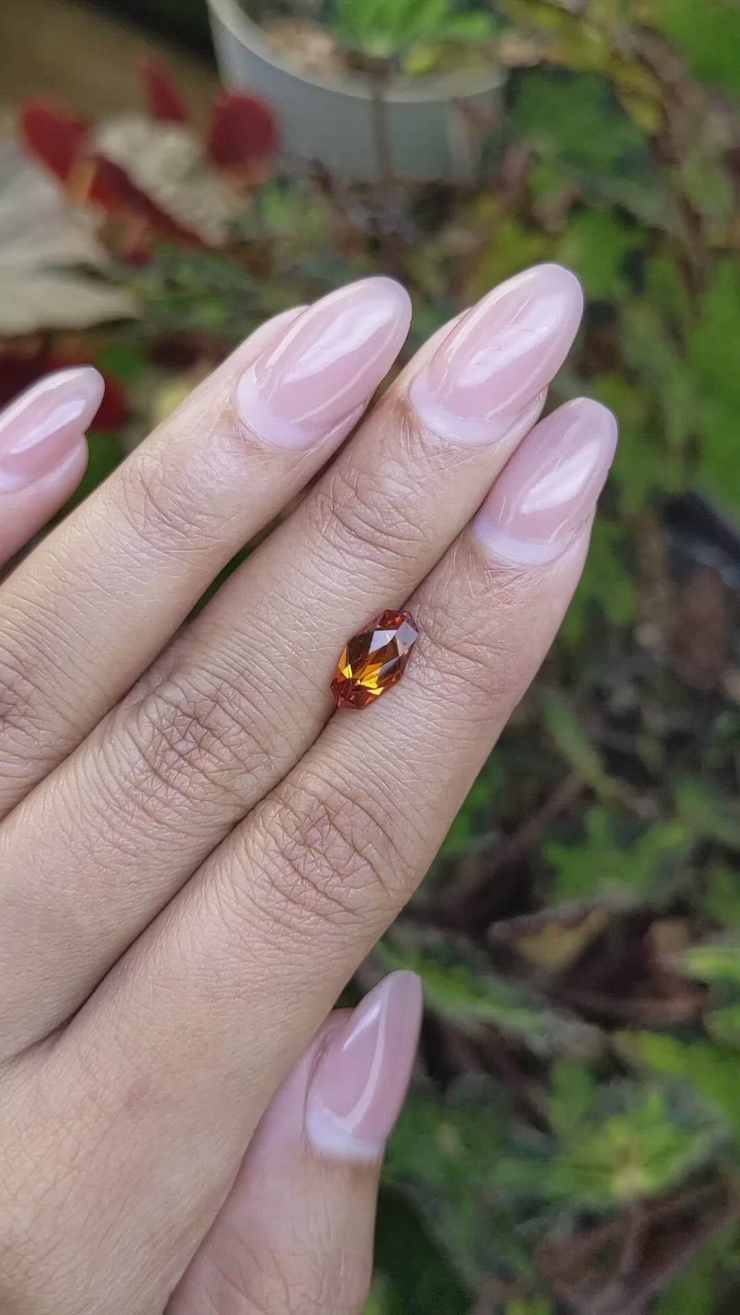 1.57 Ct. Orangish Red Hessonite Garnet from Madagascar Size Video