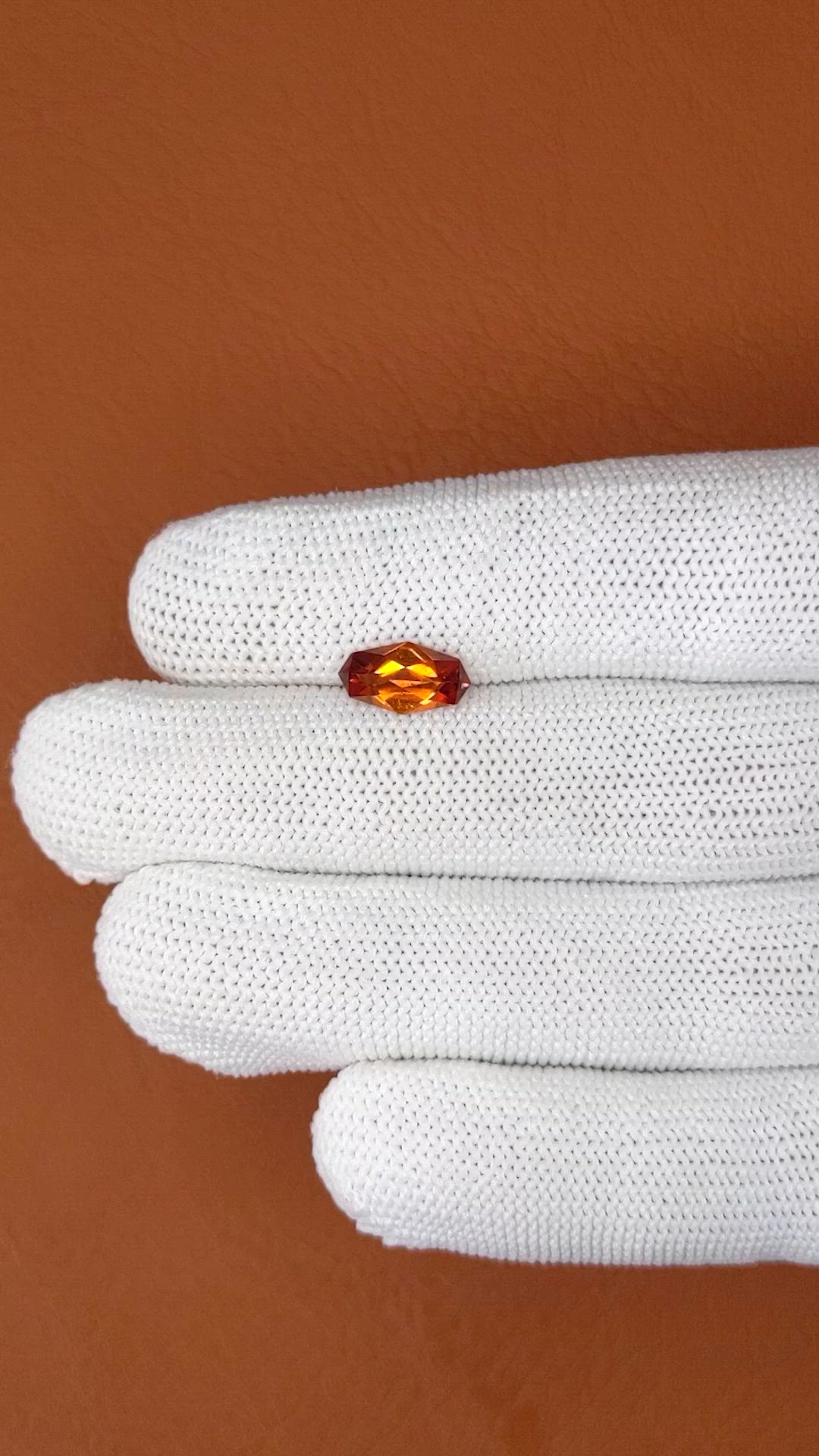 1.57 Ct. Orangish Red Hessonite Garnet from Madagascar Size Video