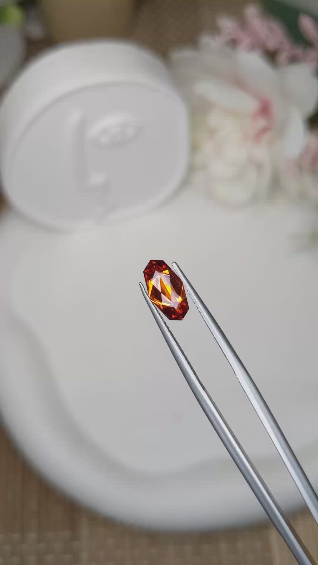 1.57 Ct. Orangish Red Hessonite Garnet from Madagascar Size Video