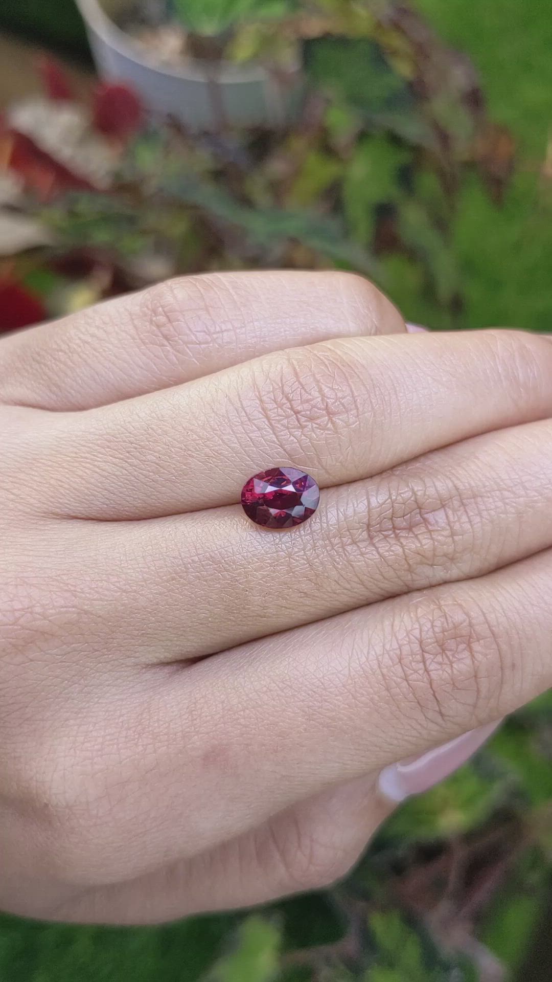 2.38 Ct. Purplish Pink Garnet from Ceylon (Sri Lanka) Size Video
