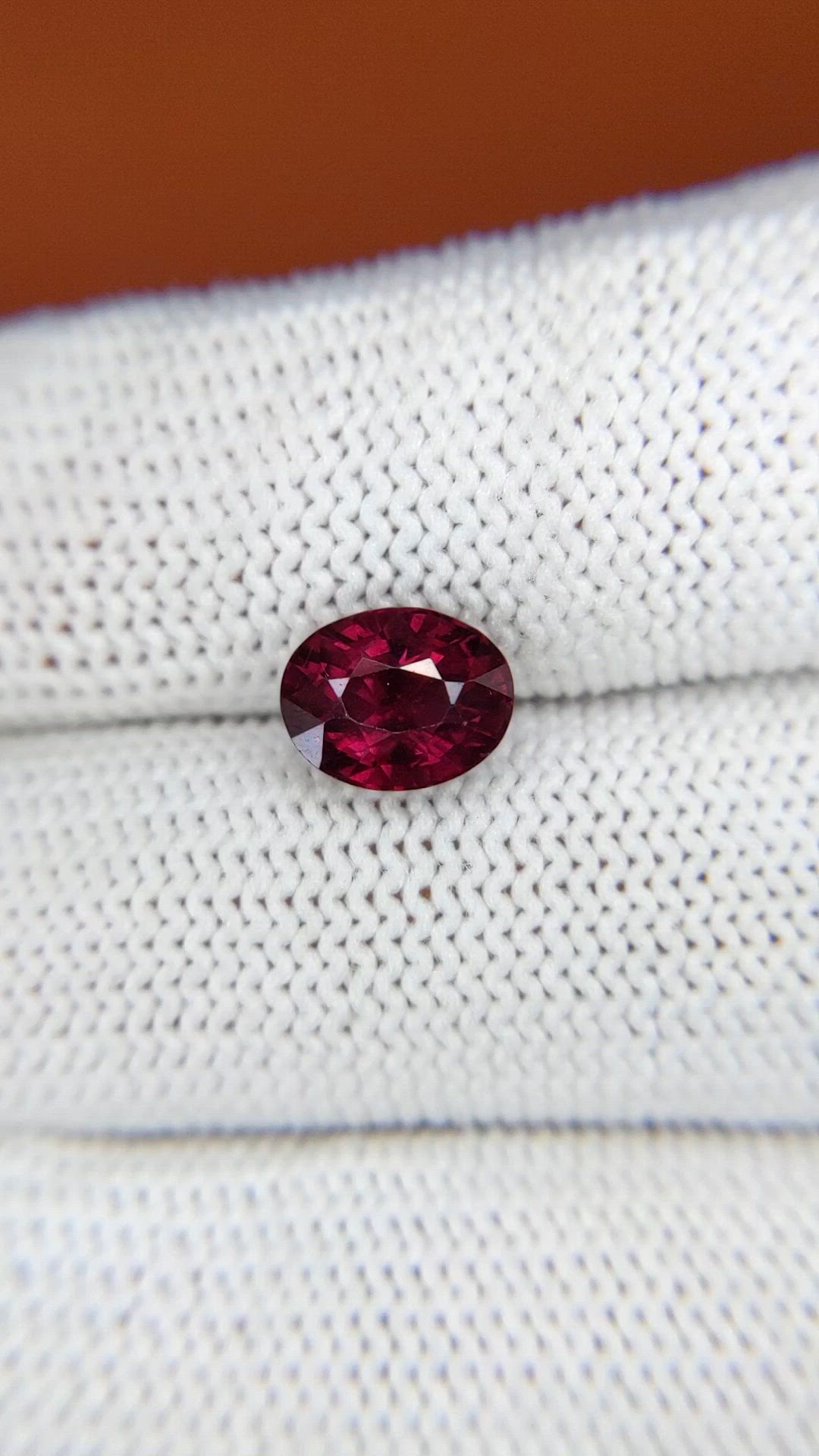 2.38 Ct. Purplish Pink Garnet from Ceylon (Sri Lanka) Size Video