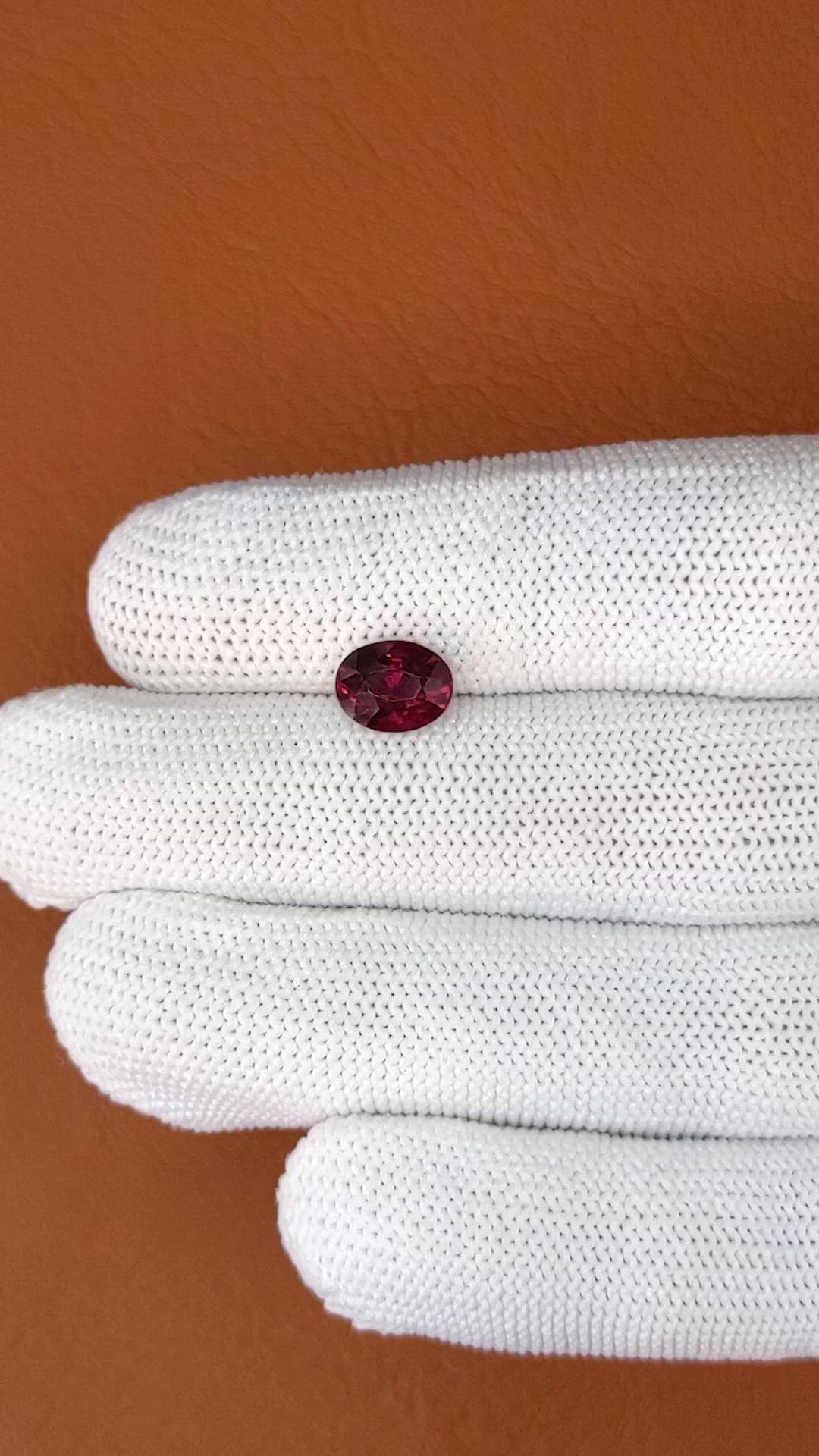 2.38 Ct. Purplish Pink Garnet from Ceylon (Sri Lanka) Size Video