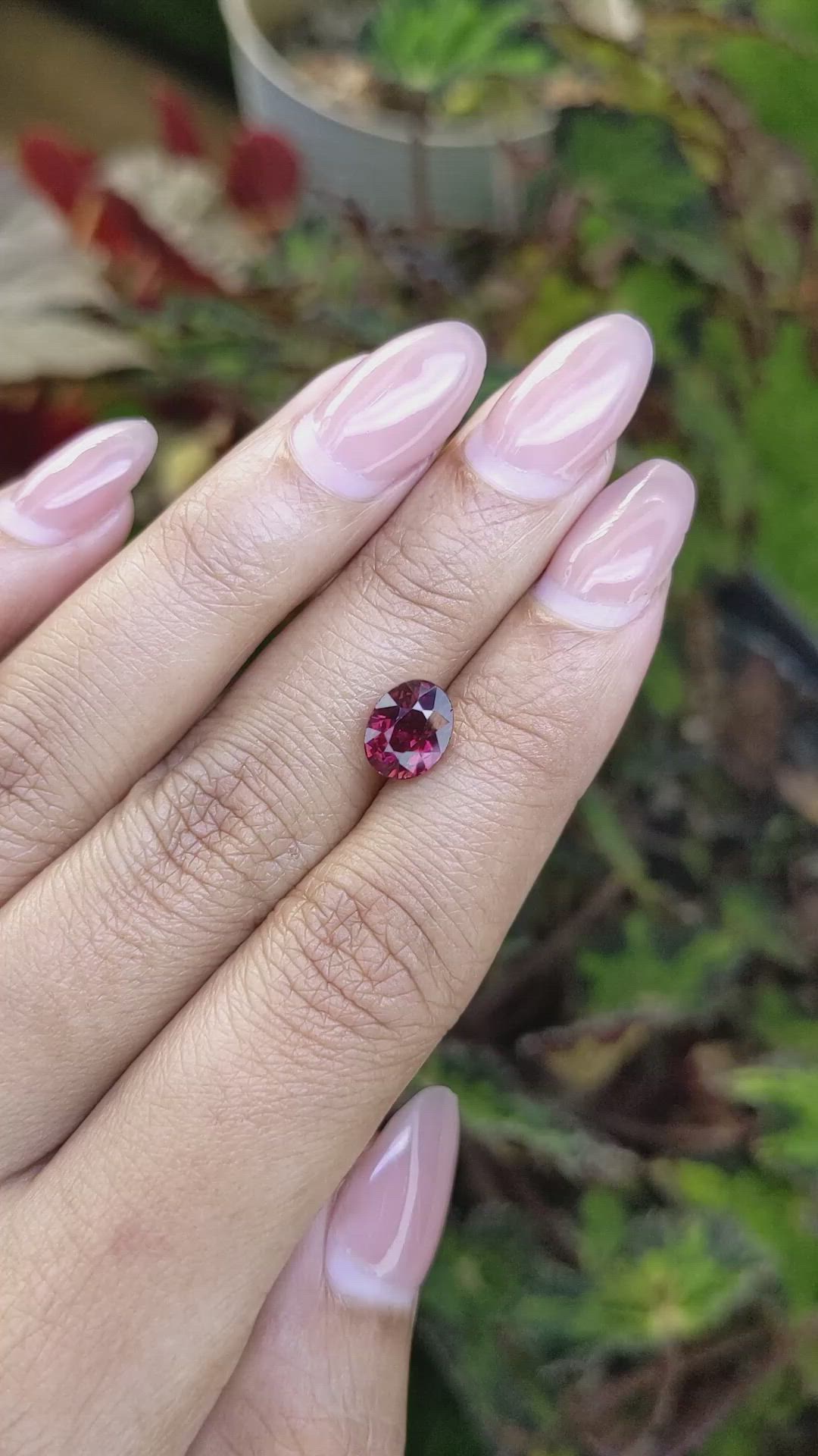 2.38 Ct. Purplish Pink Garnet from Ceylon (Sri Lanka) Size Video