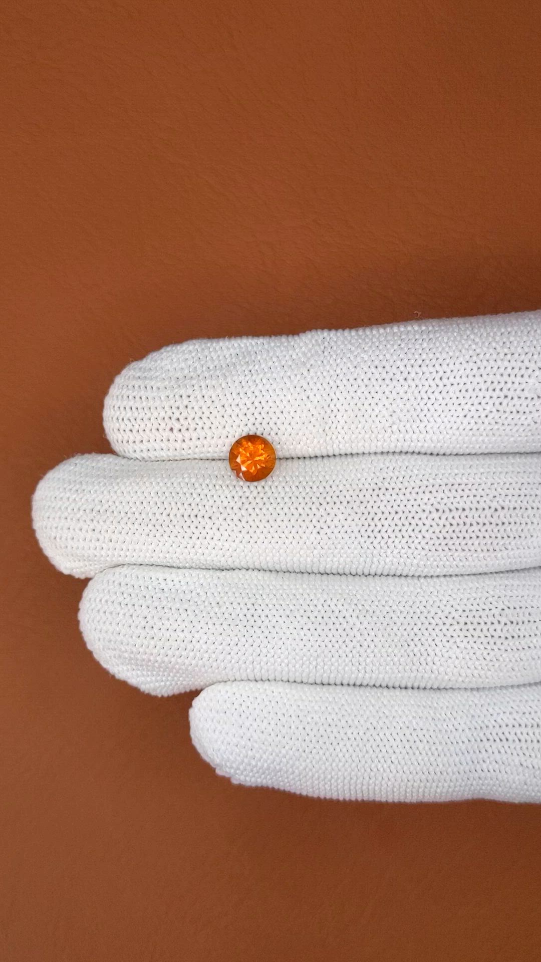1.12 Ct. Orange Hessonite Garnet from Madagascar Size Video