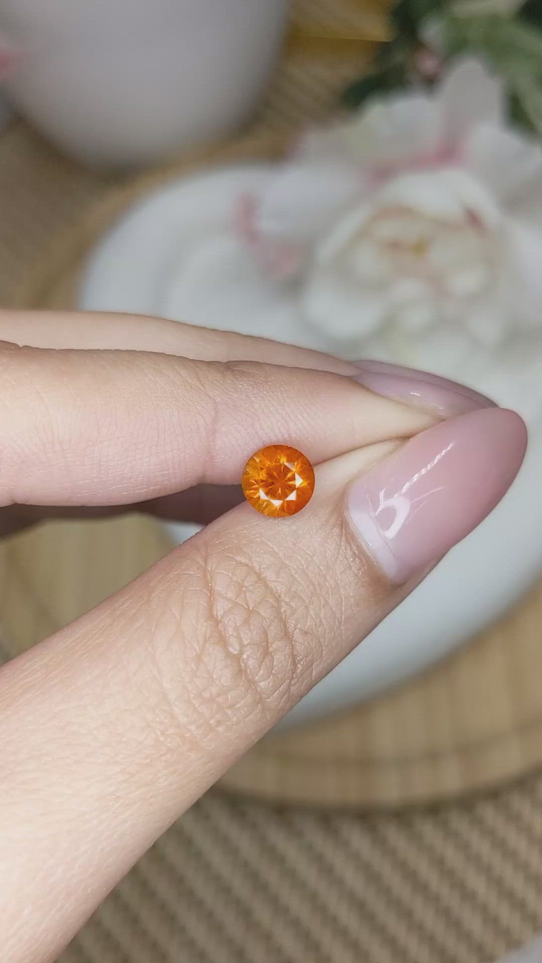 1.12 Ct. Orange Hessonite Garnet from Madagascar Size Video