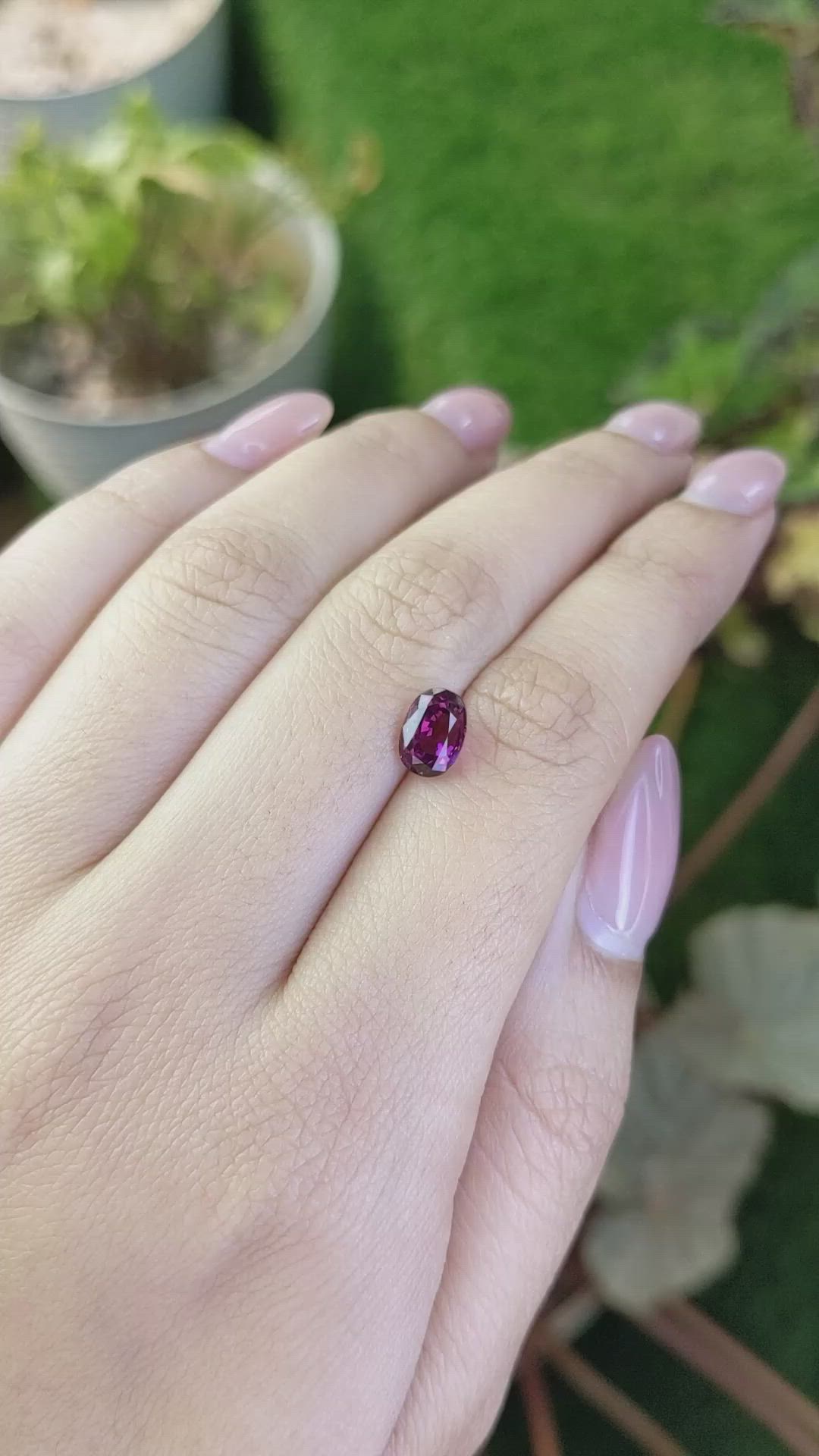 1.96 Ct. Pinkish Purple Garnet from Ceylon (Sri Lanka) Size Video
