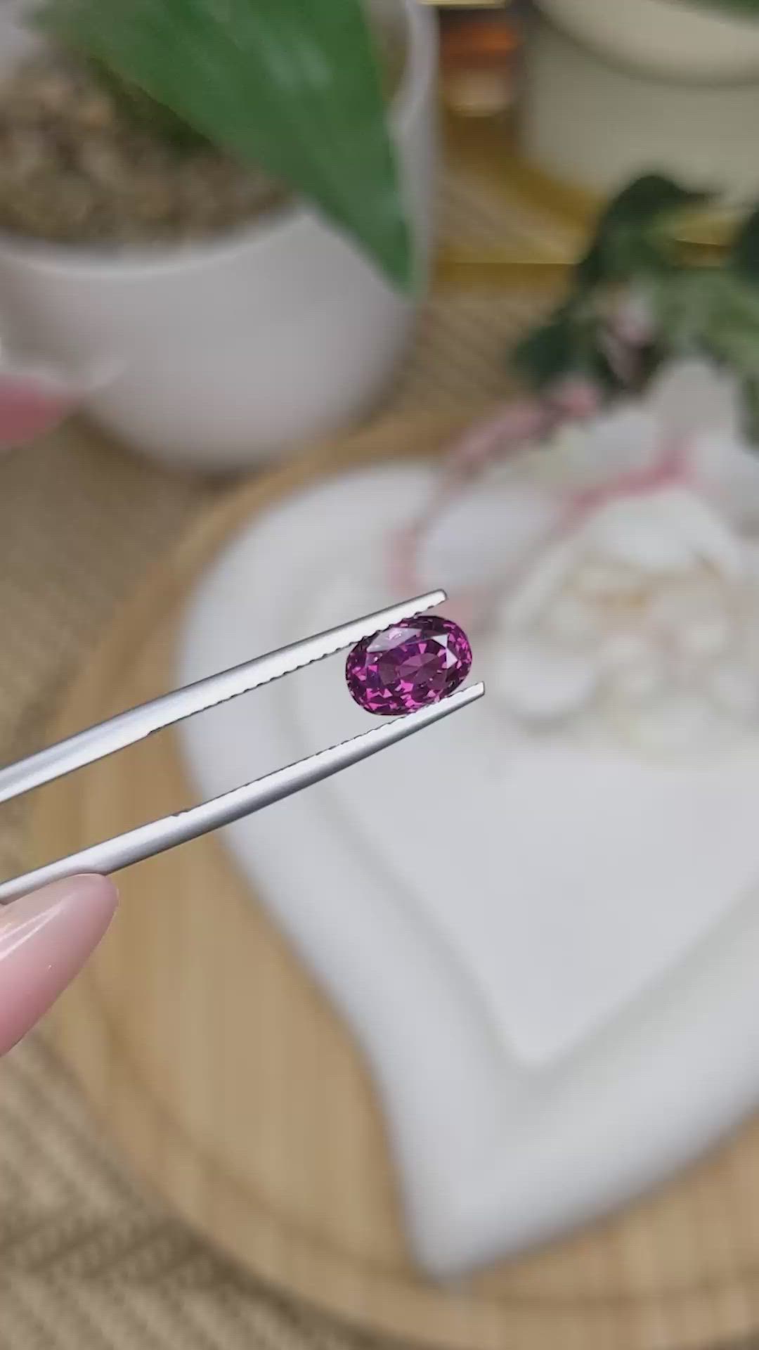 1.96 Ct. Pinkish Purple Garnet from Ceylon (Sri Lanka) Size Video