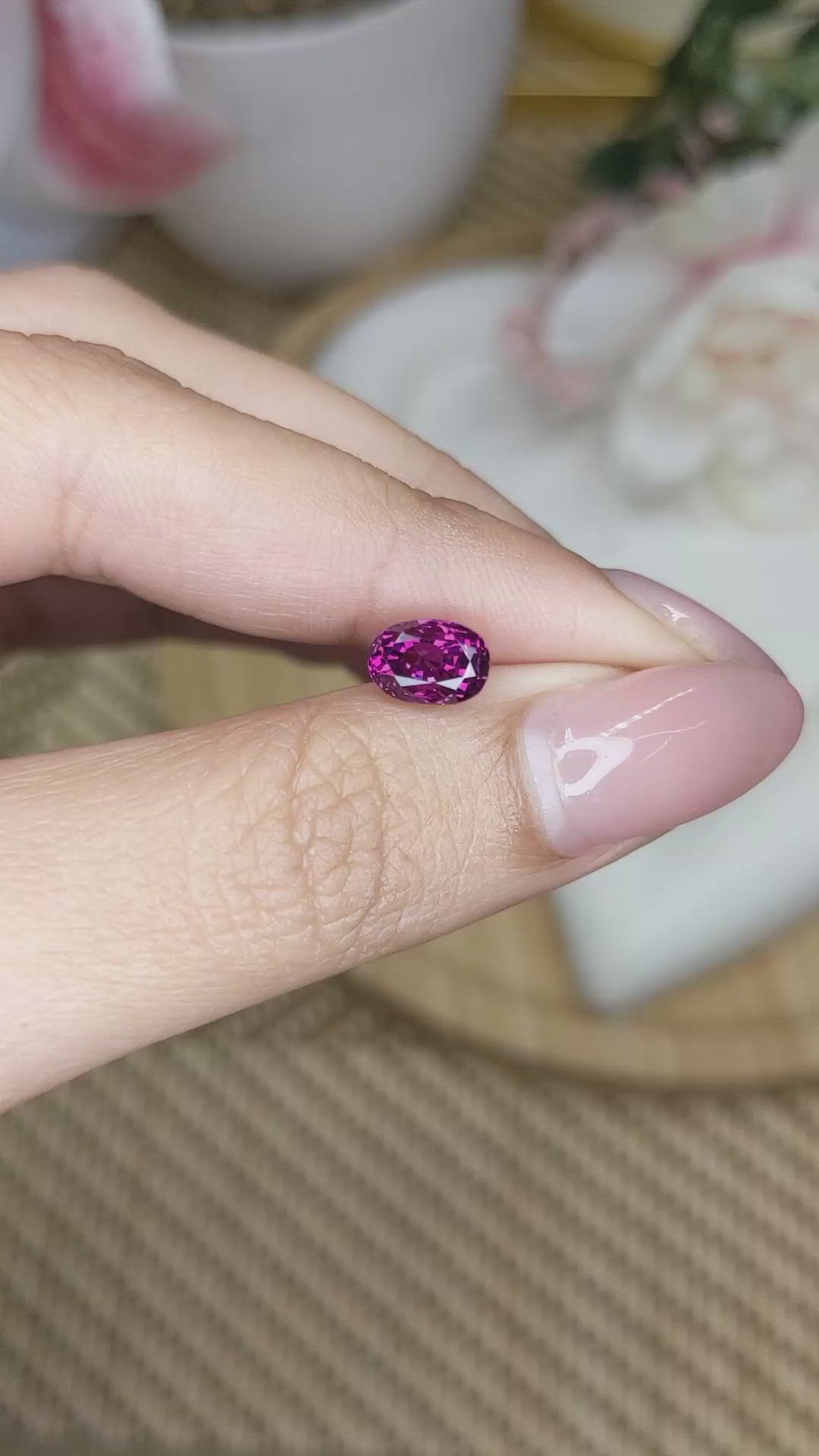 1.96 Ct. Pinkish Purple Garnet from Ceylon (Sri Lanka) Size Video