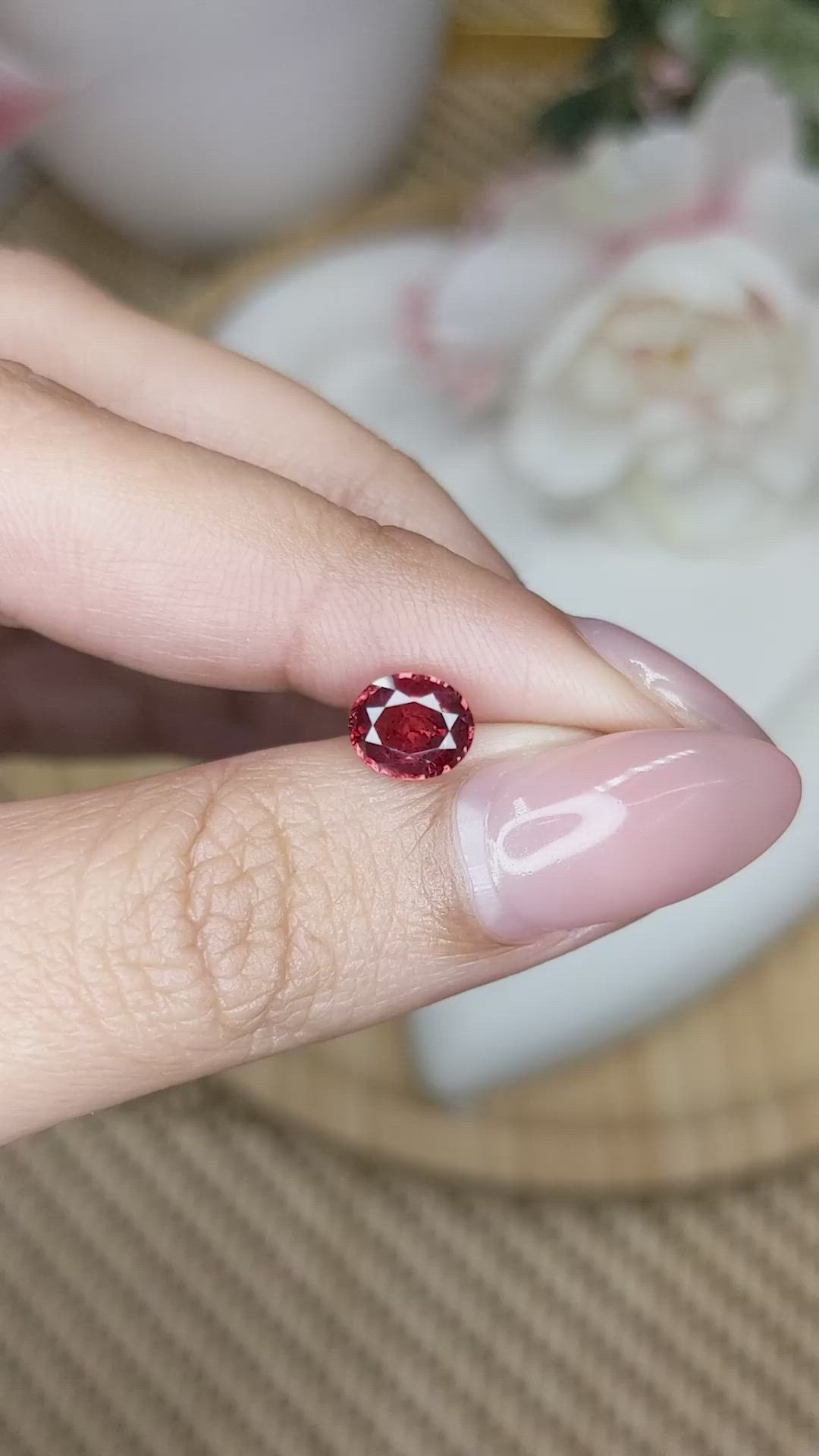 1.40 Ct. Reddish Pink Garnet from Ceylon (Sri Lanka) Size Video