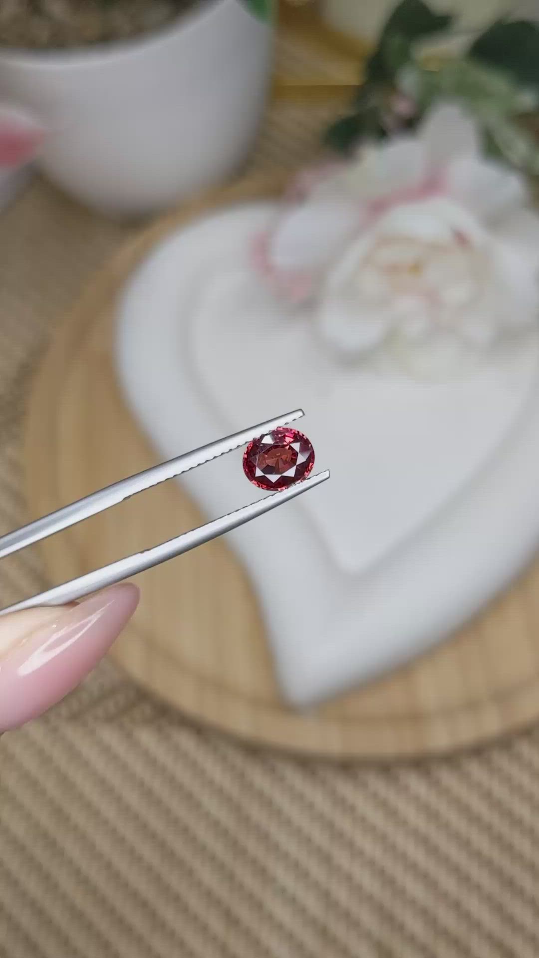 1.40 Ct. Reddish Pink Garnet from Ceylon (Sri Lanka) Size Video