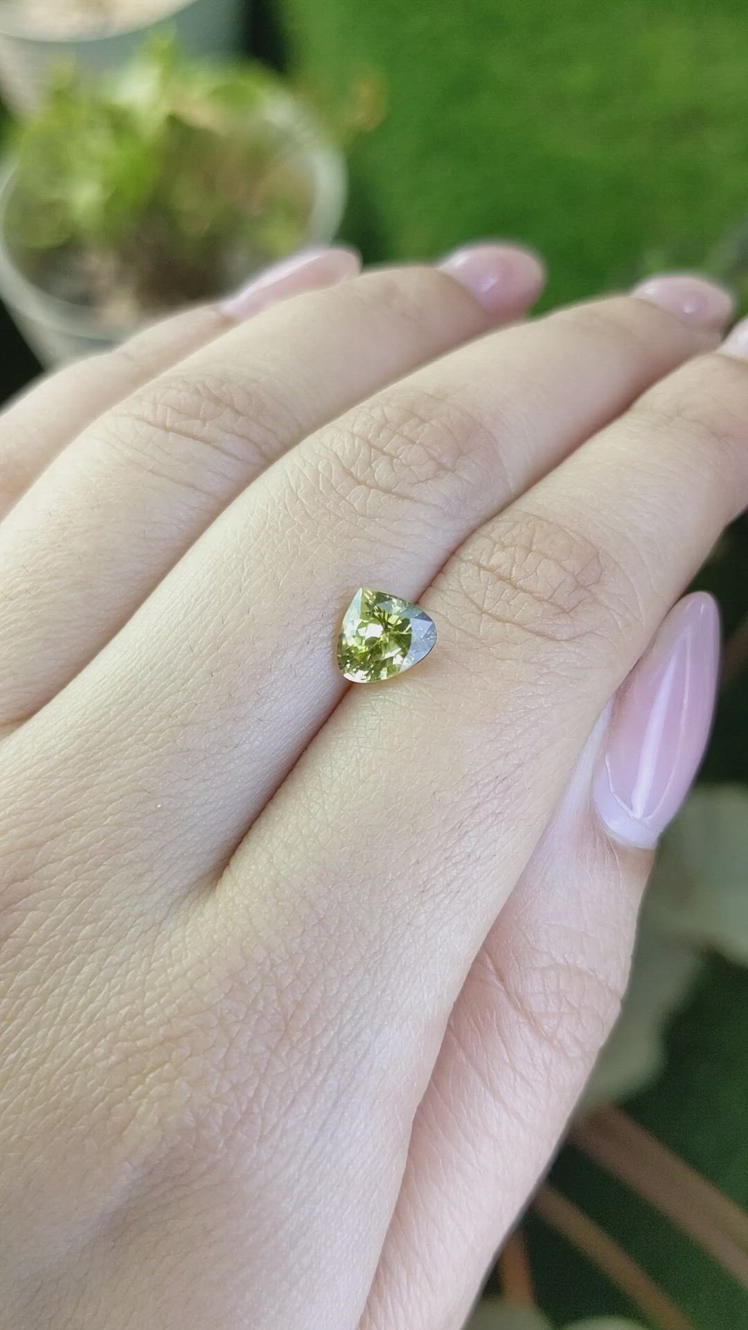 1.69 Ct. Greenish Yellow Chrysoberyl from Ceylon (Sri Lanka) Size Video