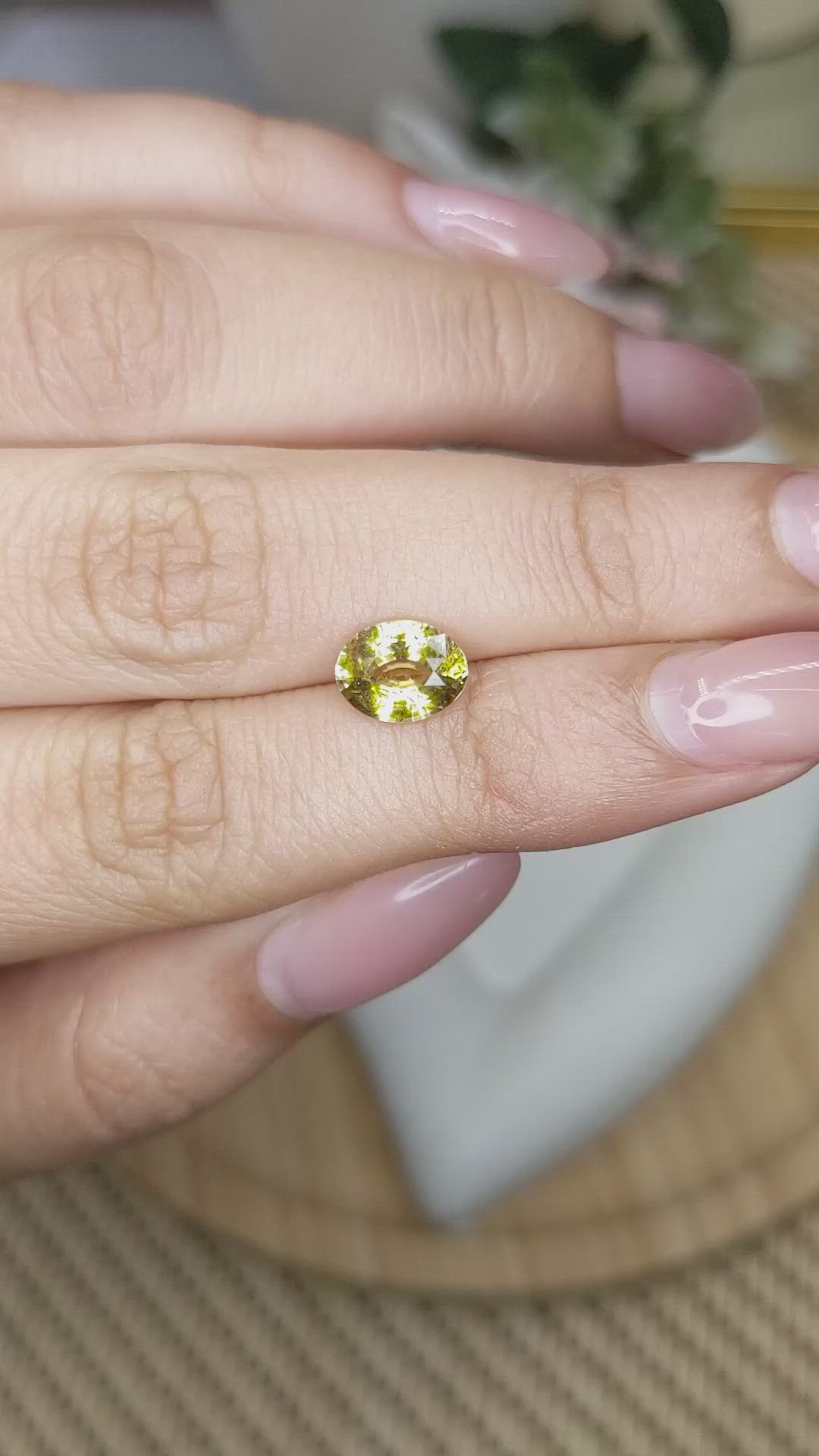 1.62 Ct. Greenish Yellow Chrysoberyl from Ceylon (Sri Lanka) Size Video