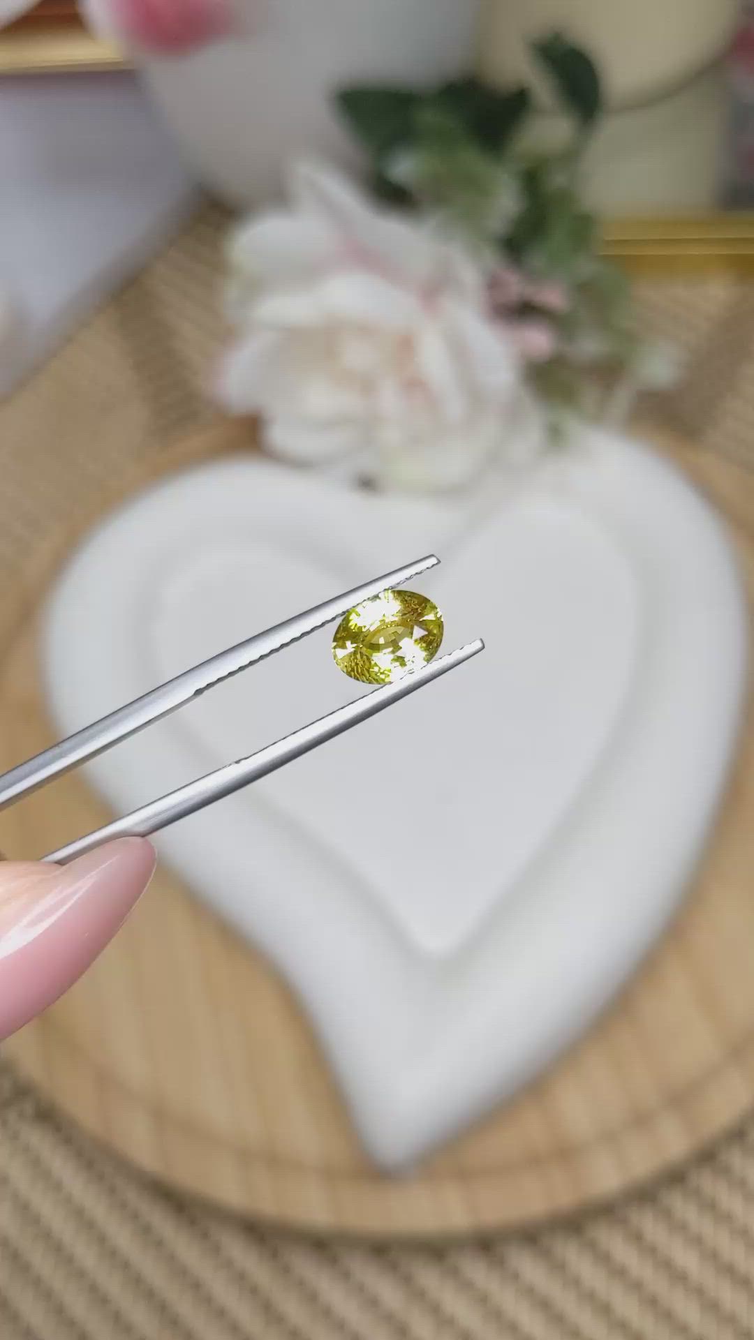 1.62 Ct. Greenish Yellow Chrysoberyl from Ceylon (Sri Lanka) Size Video