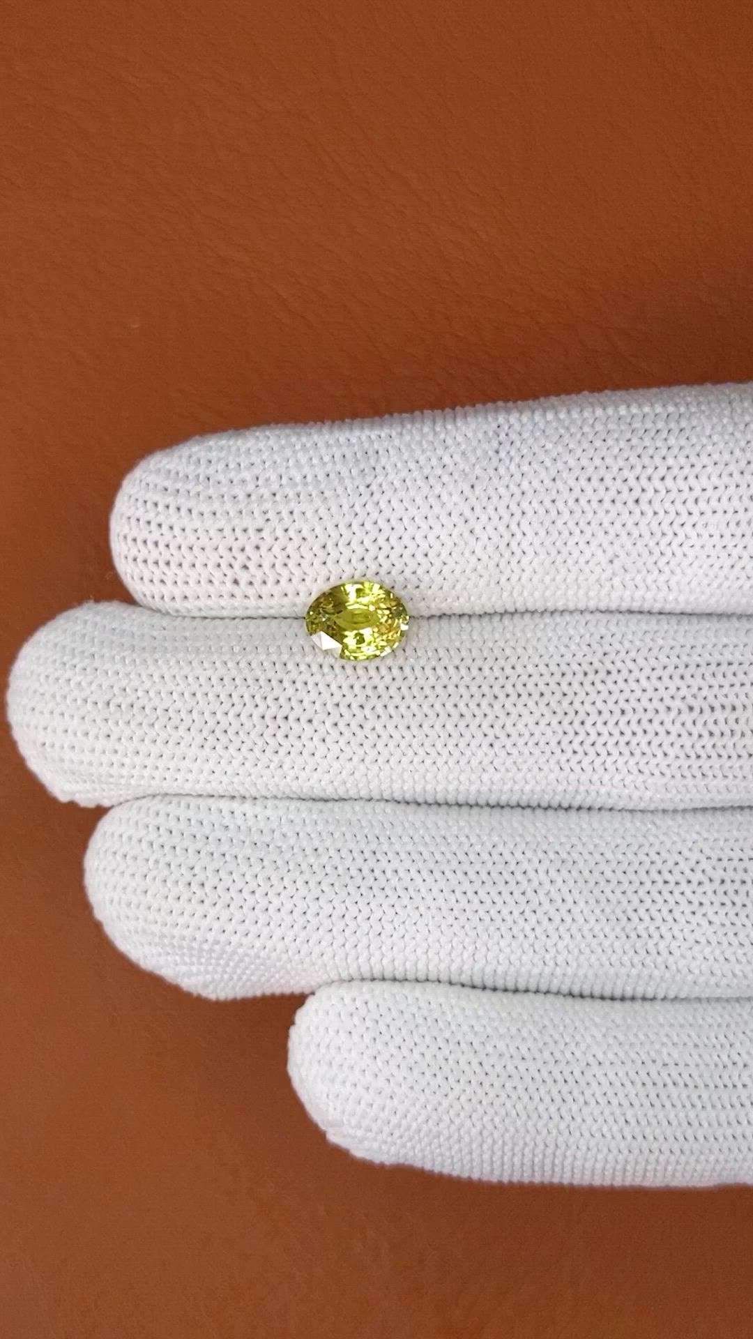 1.62 Ct. Greenish Yellow Chrysoberyl from Ceylon (Sri Lanka) Size Video