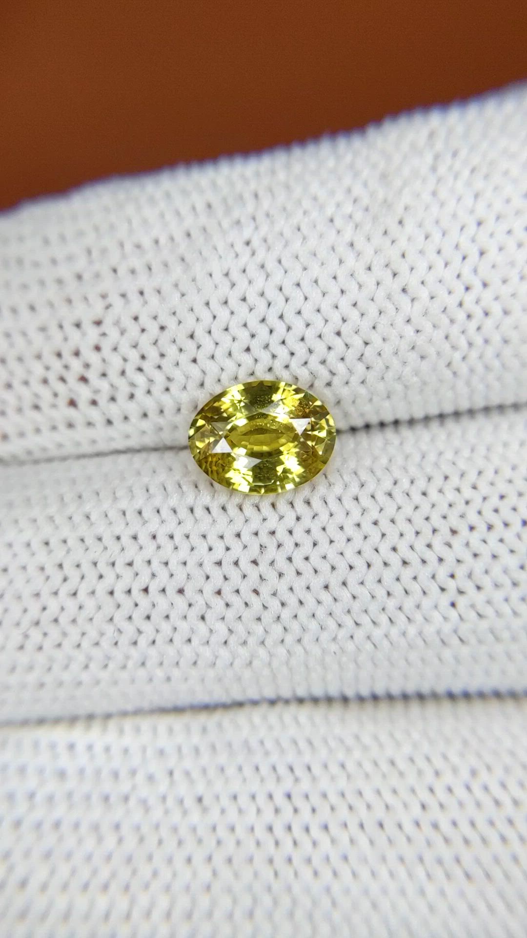 1.62 Ct. Greenish Yellow Chrysoberyl from Ceylon (Sri Lanka) Size Video