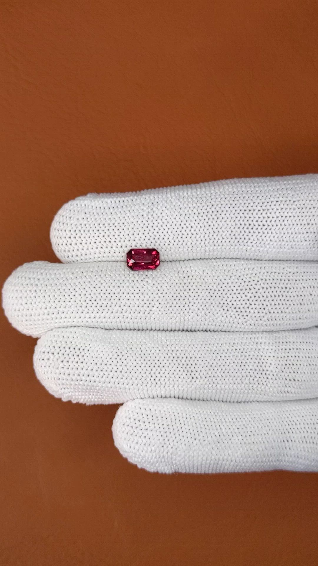 1.06 Ct. Purplish Red Rhodolite Garnet from Mozambique Size Video