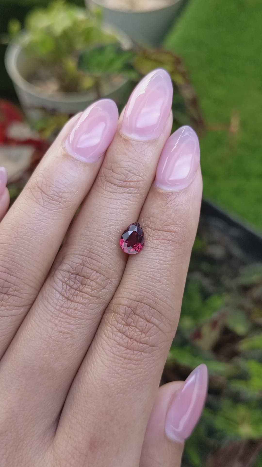 1.32 Ct. Red Rhodolite Garnet from Mozambique Size Video