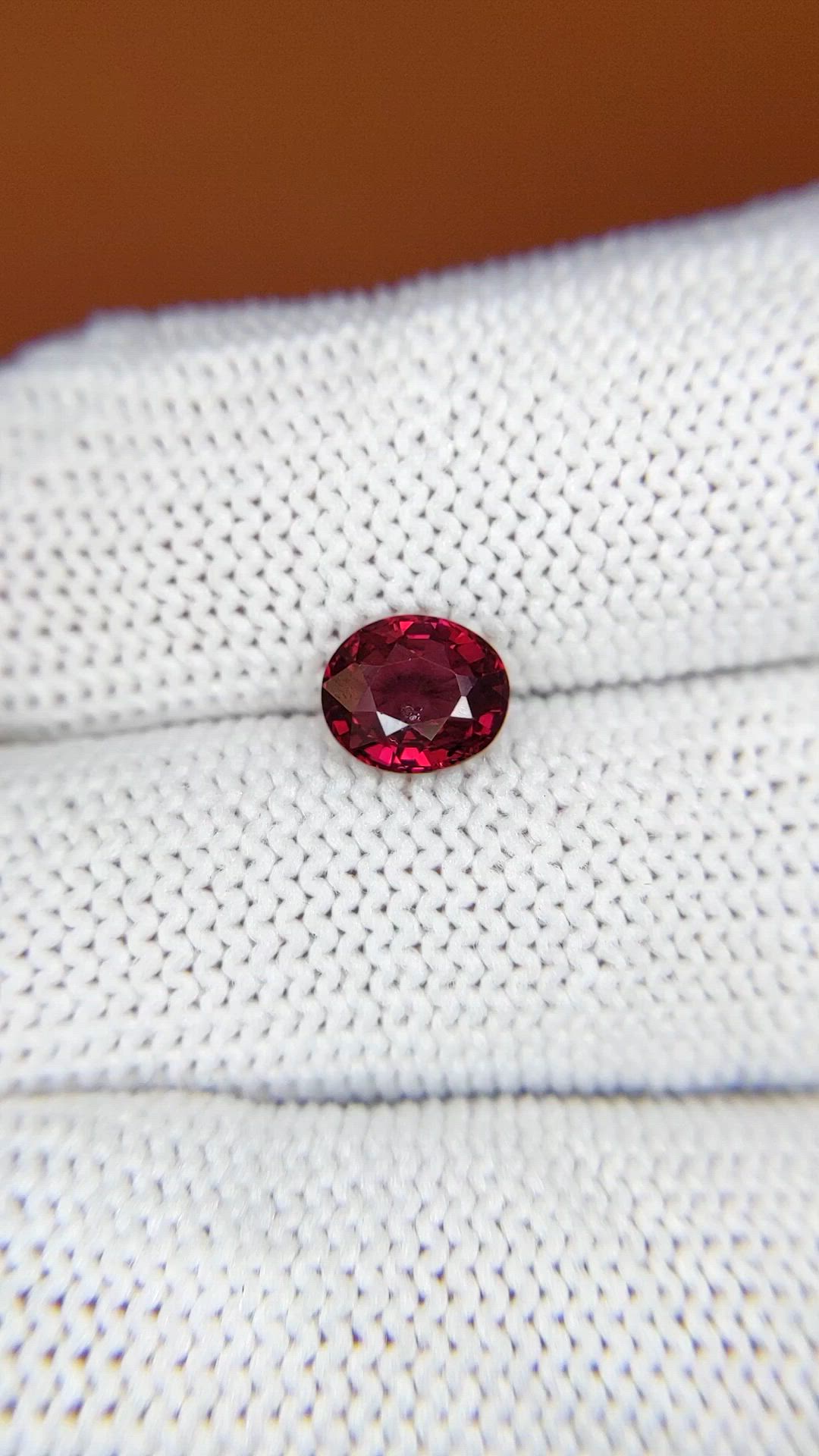 1.27 Ct. Red Rhodolite Garnet from Mozambique Size Video