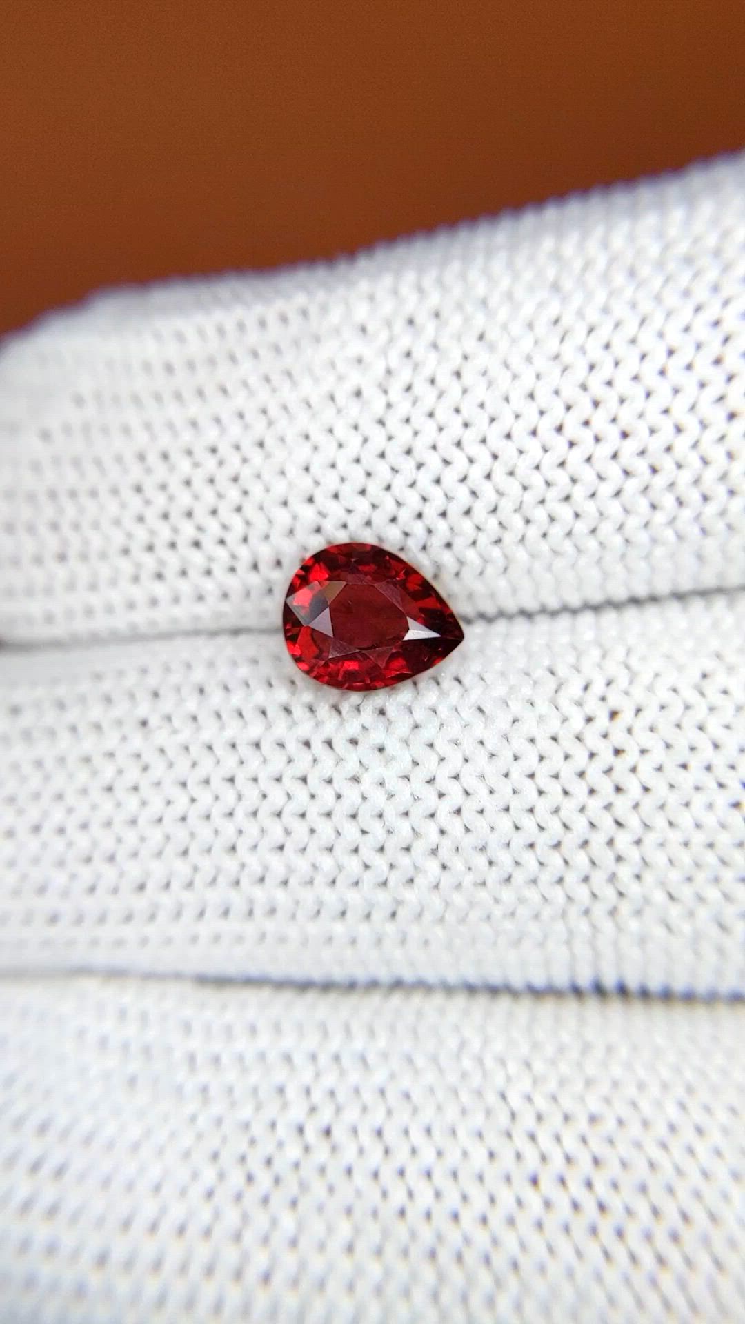 1.37 Ct. Red Almandine Garnet from Mozambique Size Video