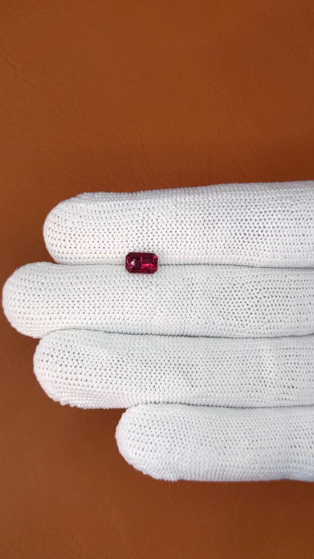 1.19 Ct. Purplish Red Rhodolite Garnet from Mozambique Size Video