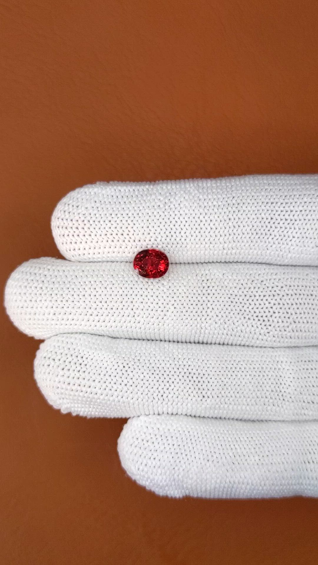 1.59 Ct. Red Almandine Garnet from Mozambique Size Video
