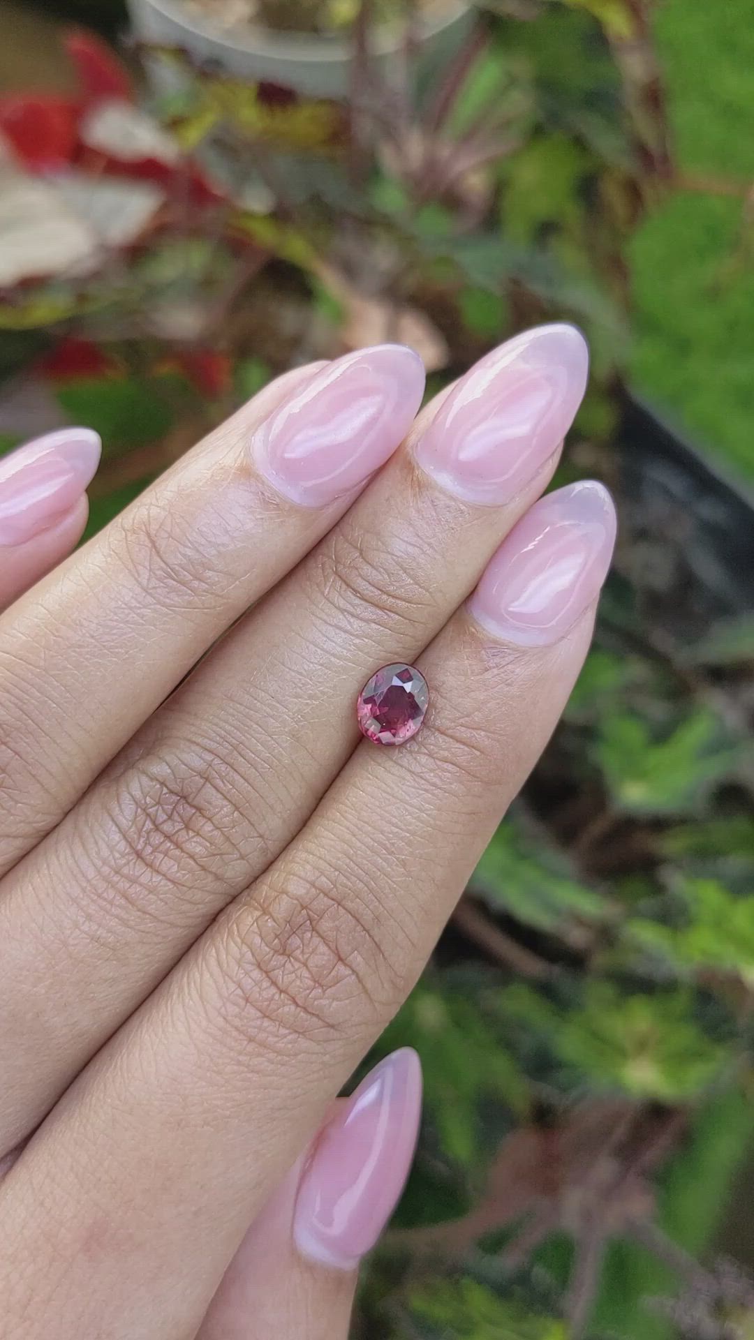 1.21 Ct. Purplish Red Rhodolite Garnet from Mozambique Size Video