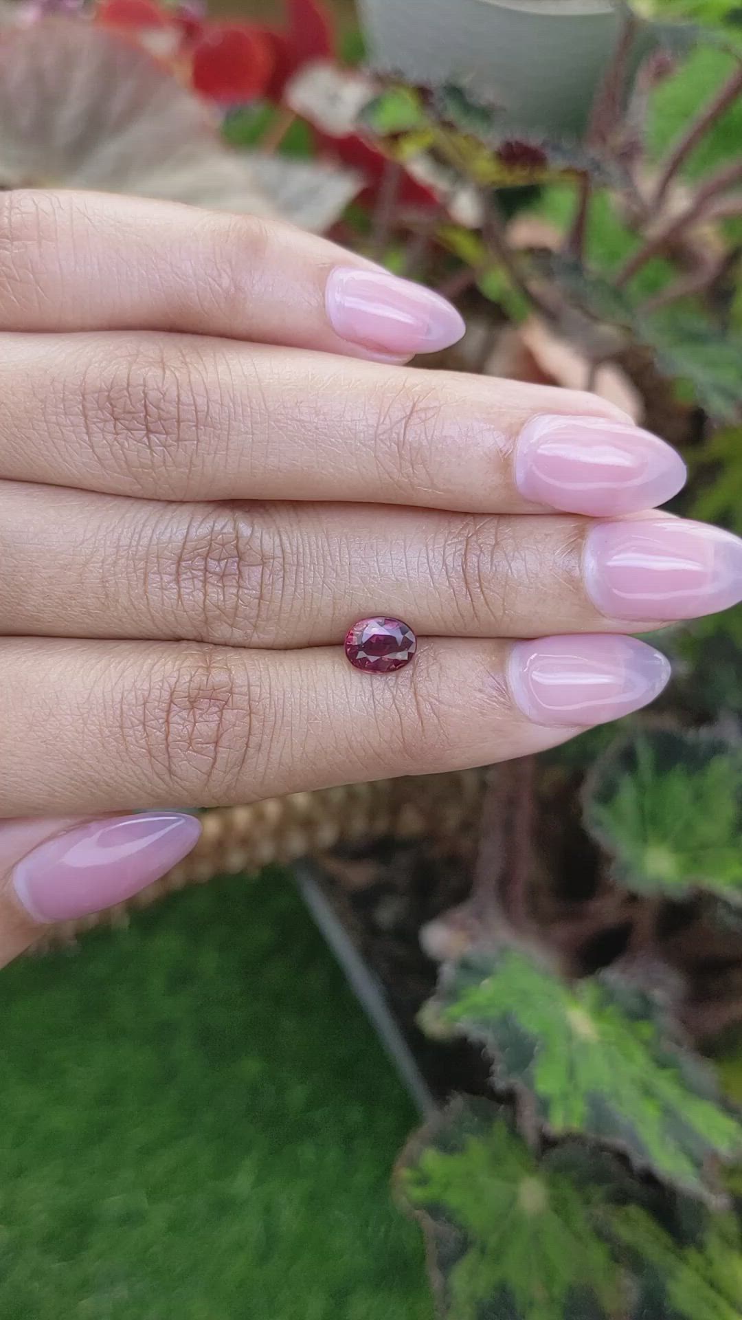 1.21 Ct. Purplish Red Rhodolite Garnet from Mozambique Size Video