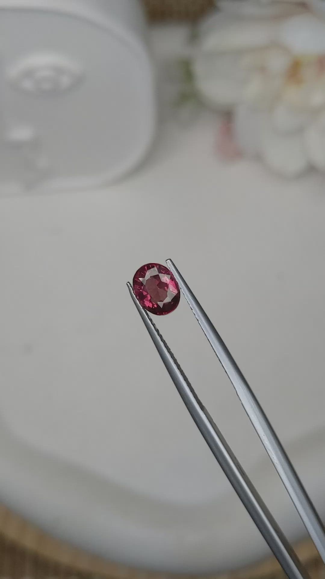 1.21 Ct. Purplish Red Rhodolite Garnet from Mozambique Size Video