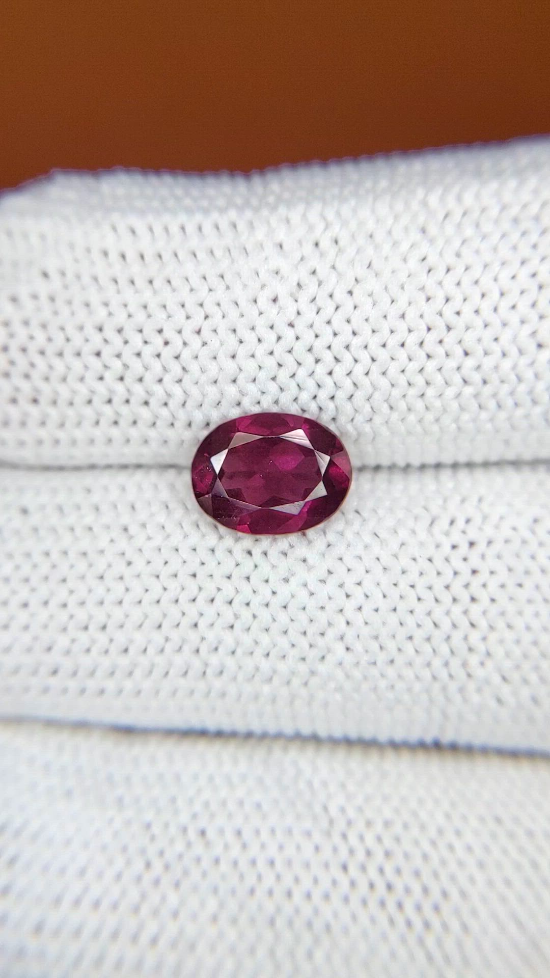 1.84 Ct. Pinkish Purple Rhodolite Garnet from Mozambique Size Video