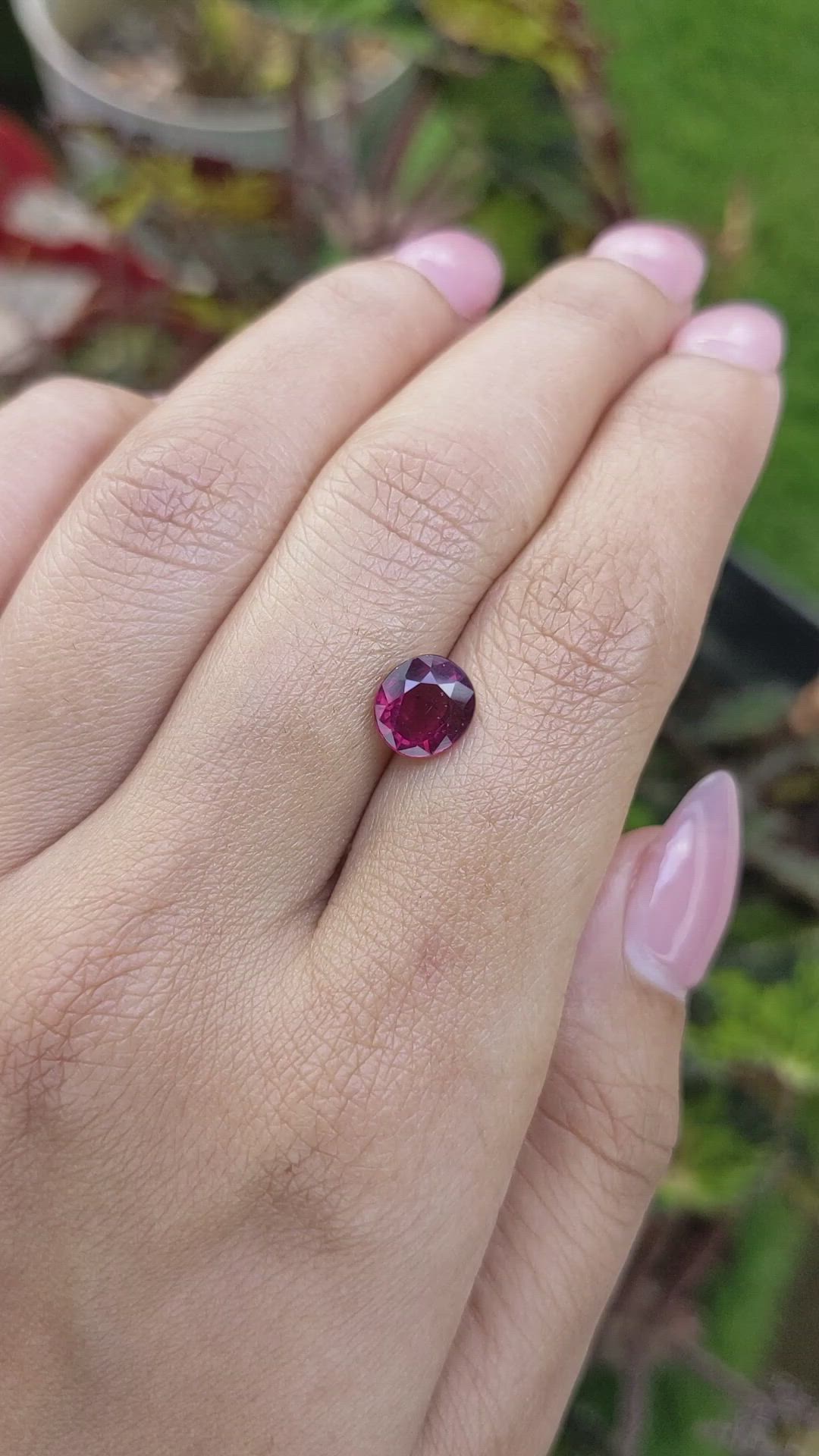 1.97 Ct. Pinkish Purple Rhodolite Garnet from Mozambique Size Video