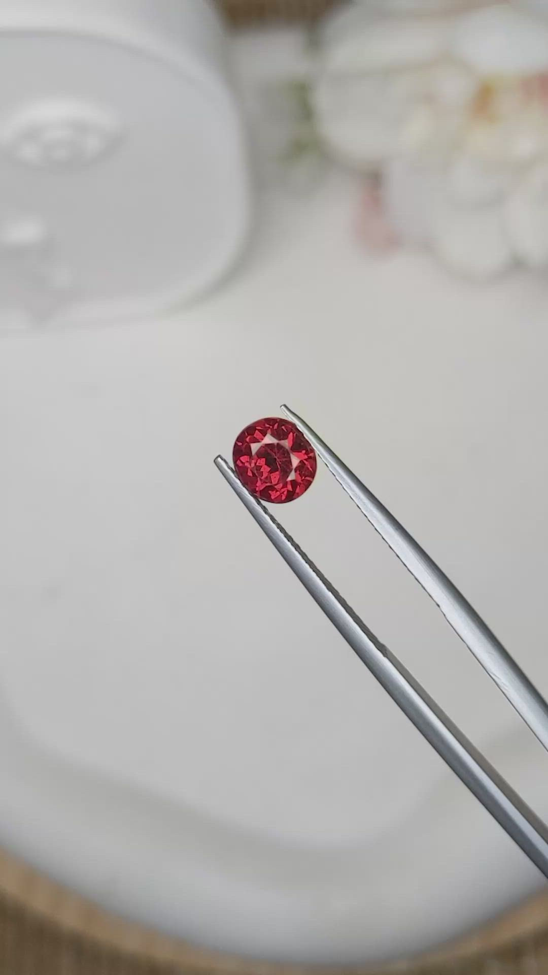 1.26 Ct. Red Rhodolite Garnet from Mozambique Size Video