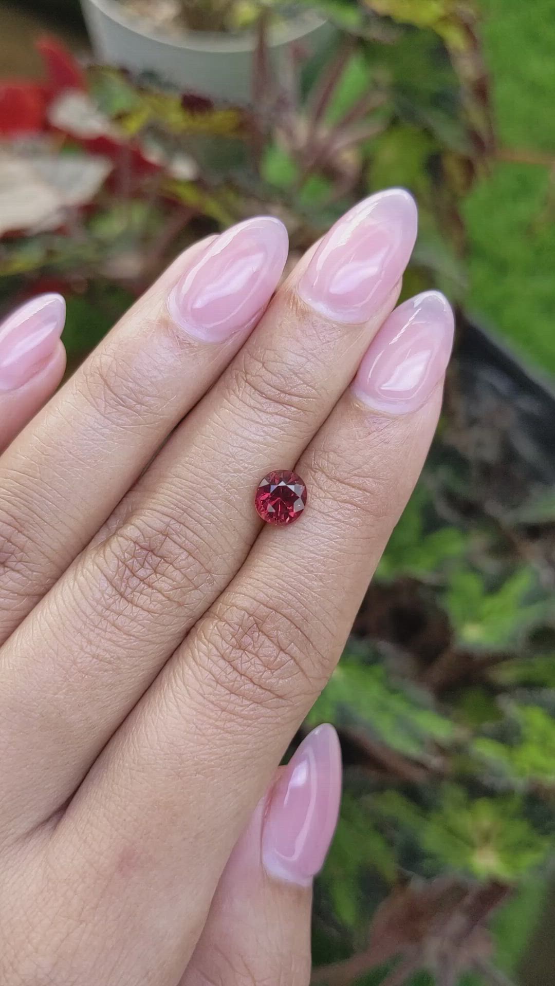 1.26 Ct. Red Rhodolite Garnet from Mozambique Size Video