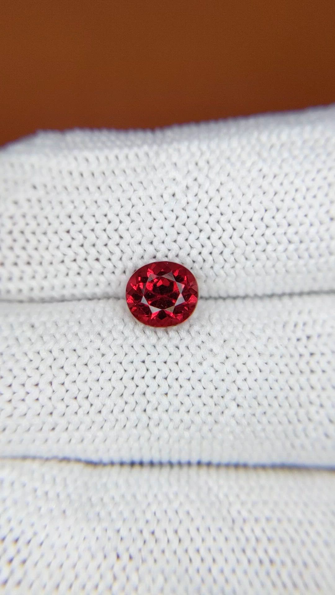 1.26 Ct. Red Rhodolite Garnet from Mozambique Size Video