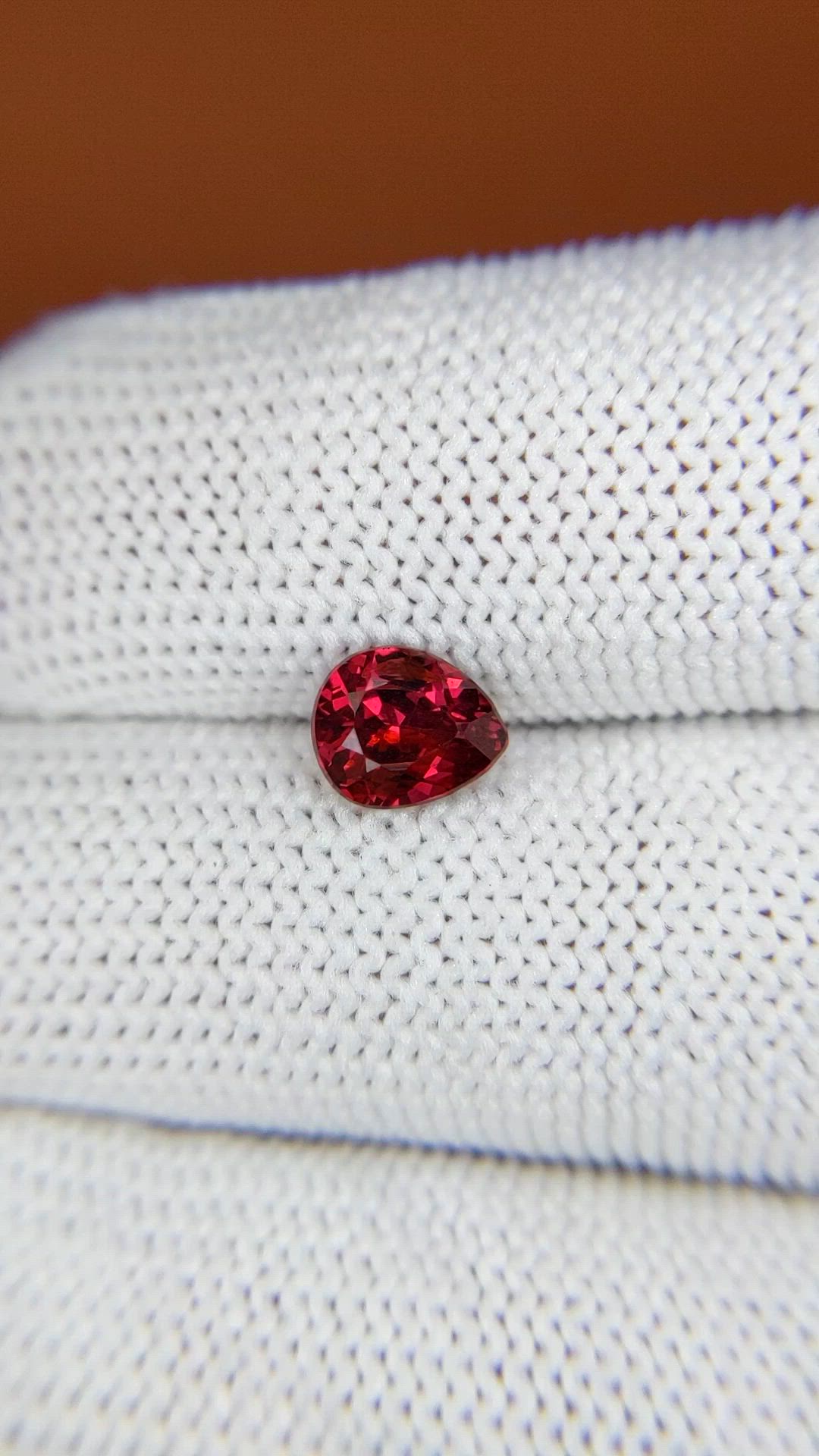 1.12 Ct. Red Rhodolite Garnet from Mozambique Size Video