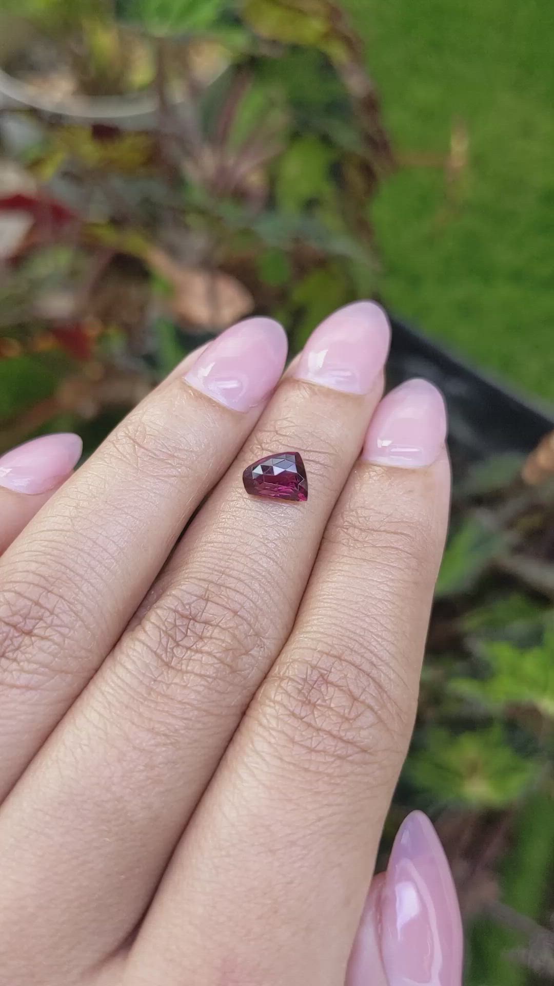 1.46 Ct. Reddish Purple Rhodolite Garnet from Mozambique Size Video