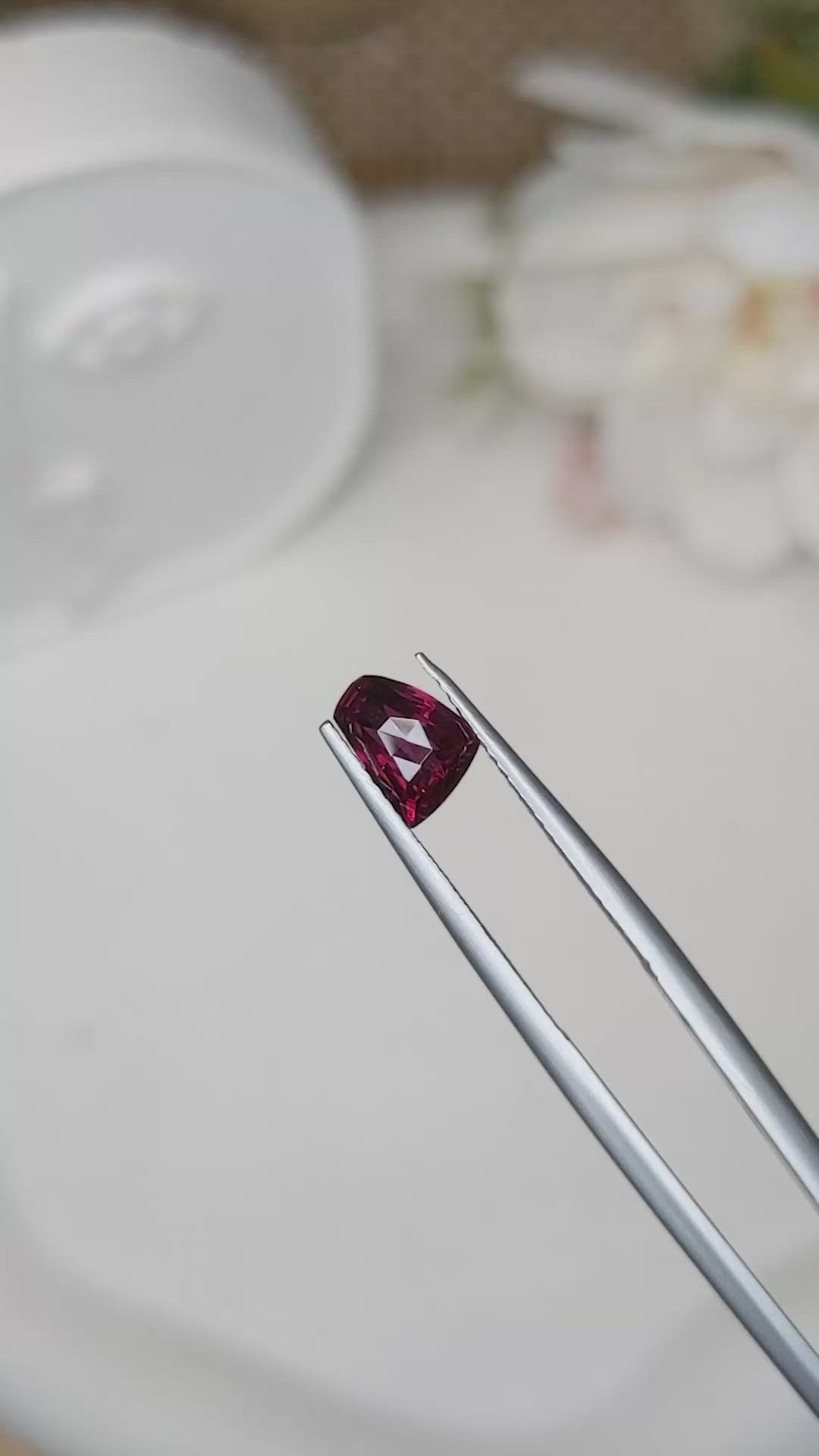 1.46 Ct. Reddish Purple Rhodolite Garnet from Mozambique Size Video