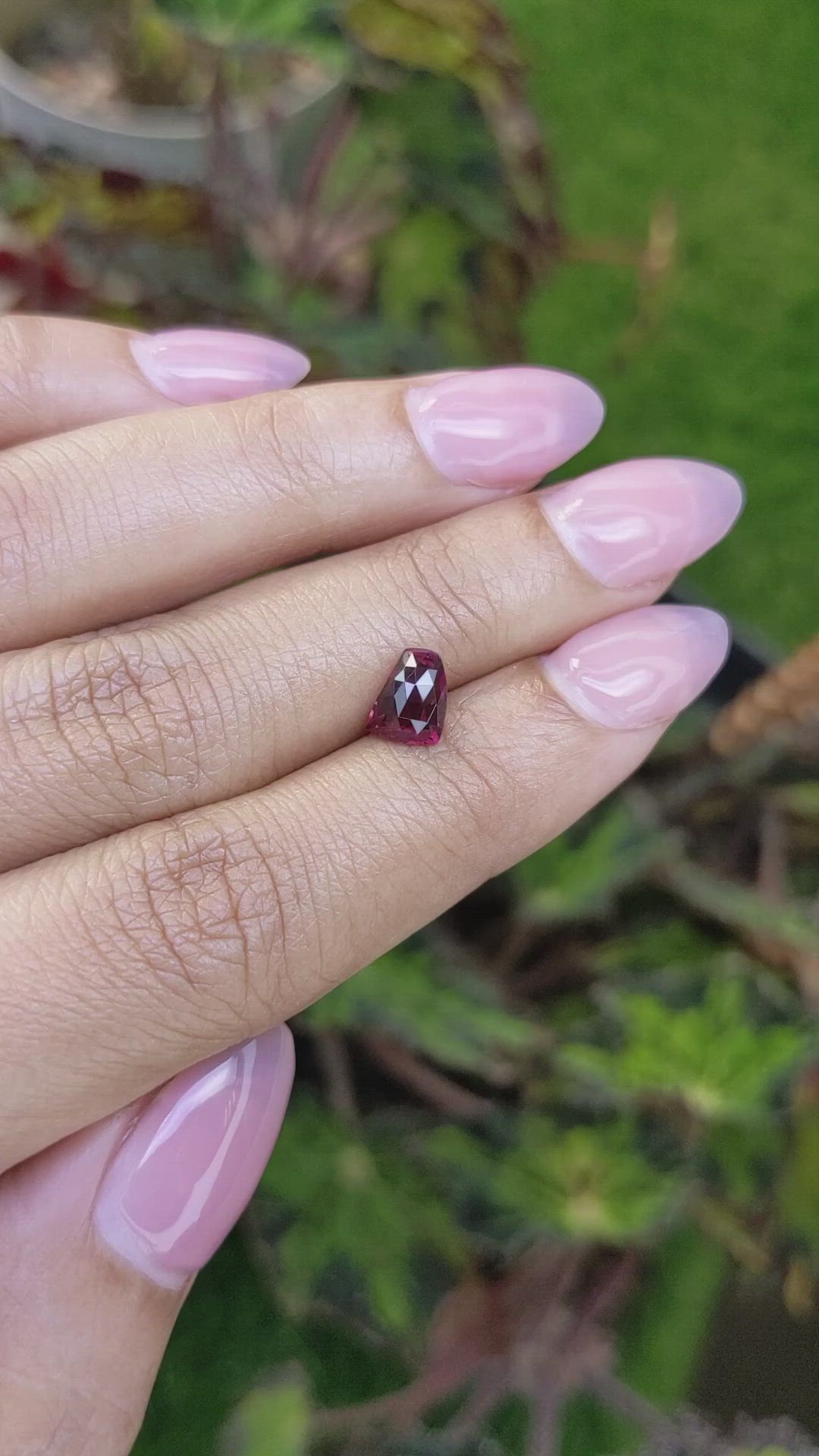 1.46 Ct. Reddish Purple Rhodolite Garnet from Mozambique Size Video