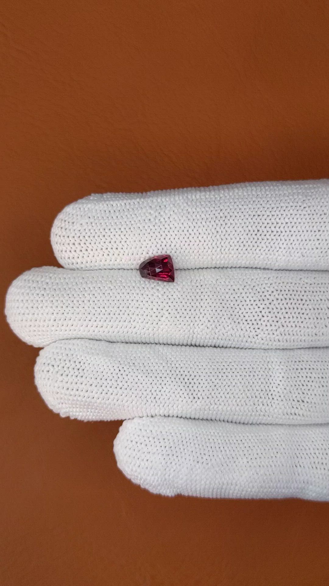 1.46 Ct. Reddish Purple Rhodolite Garnet from Mozambique Size Video