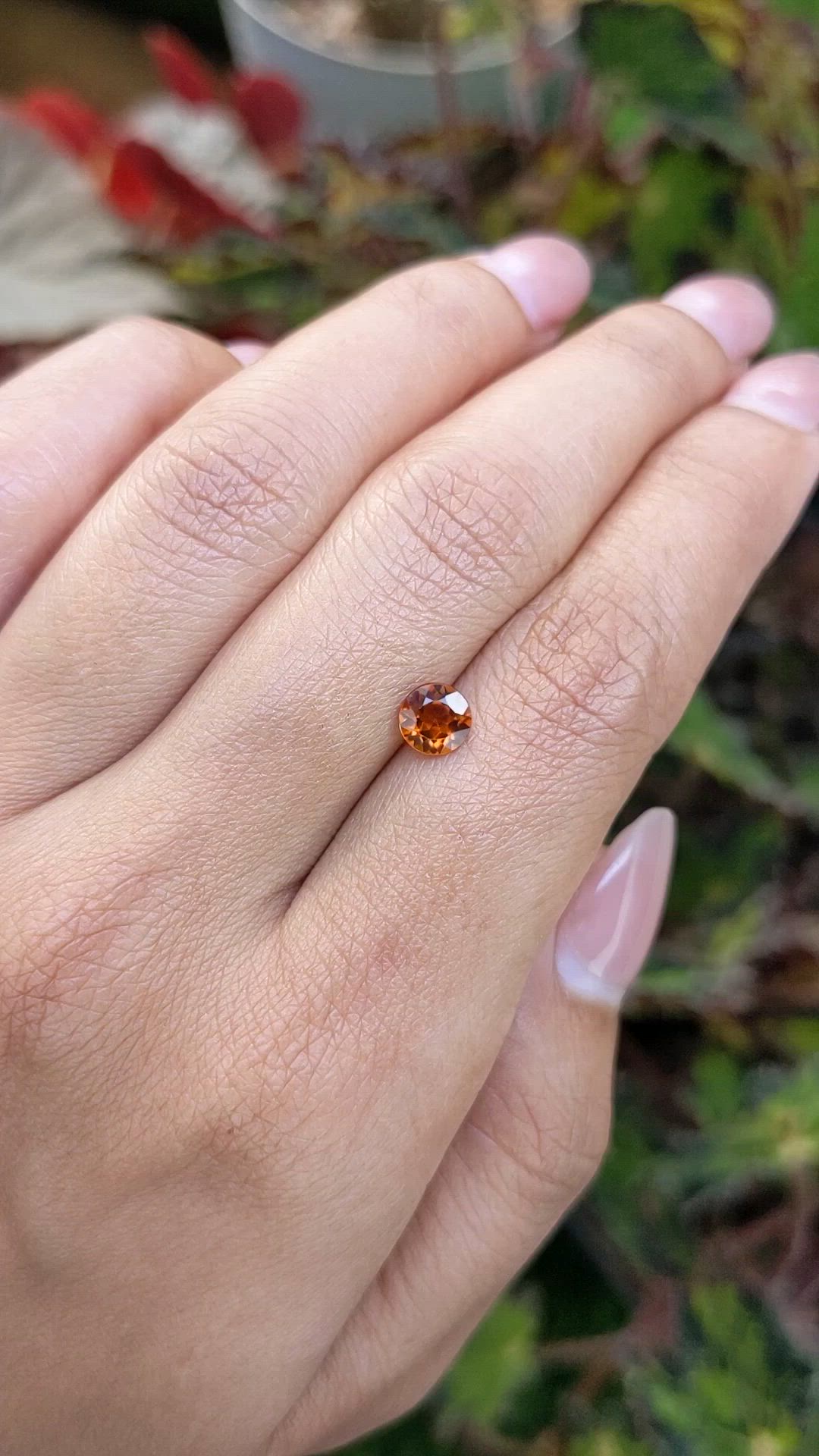 0.81 Ct. Reddish Orange Hessonite Garnet from Madagascar Size Video