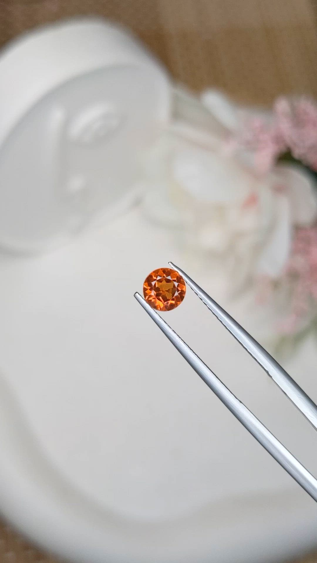 0.81 Ct. Reddish Orange Hessonite Garnet from Madagascar Size Video